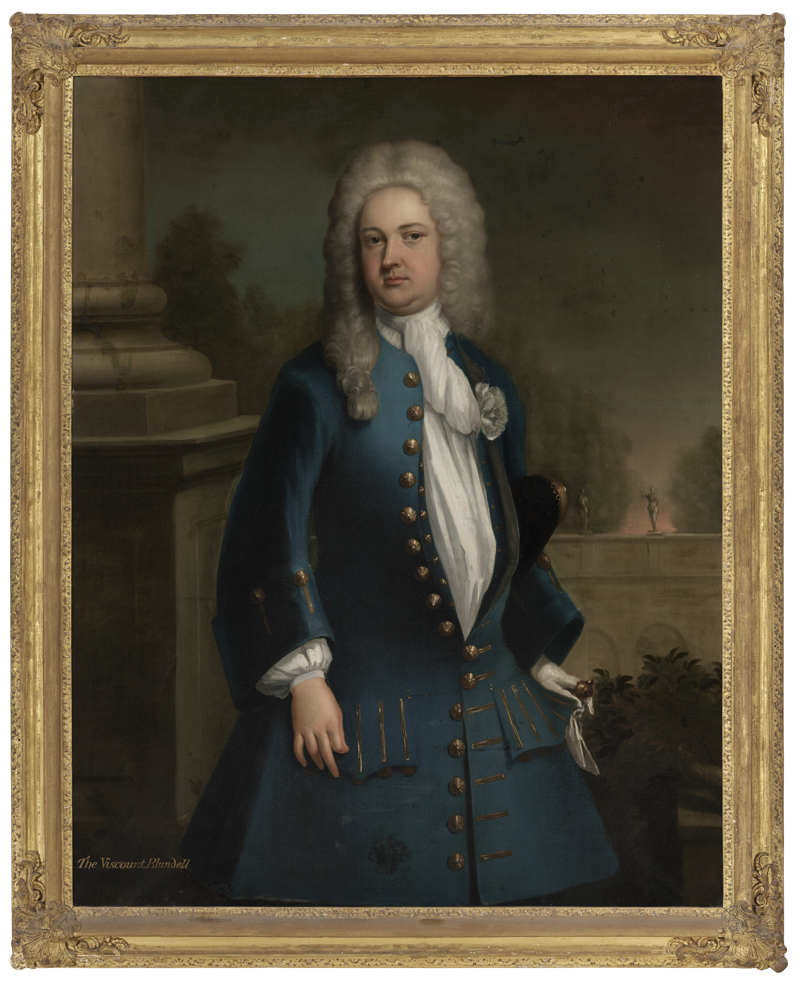 Charles White — Портрет Монтегю Бланделла, 1-го виконта Бланделла (1689-1756), в три четверти роста, в синем сюртуке и жилете, белой рубашке и треуголке, зажатой под мышкой., изображение 1
