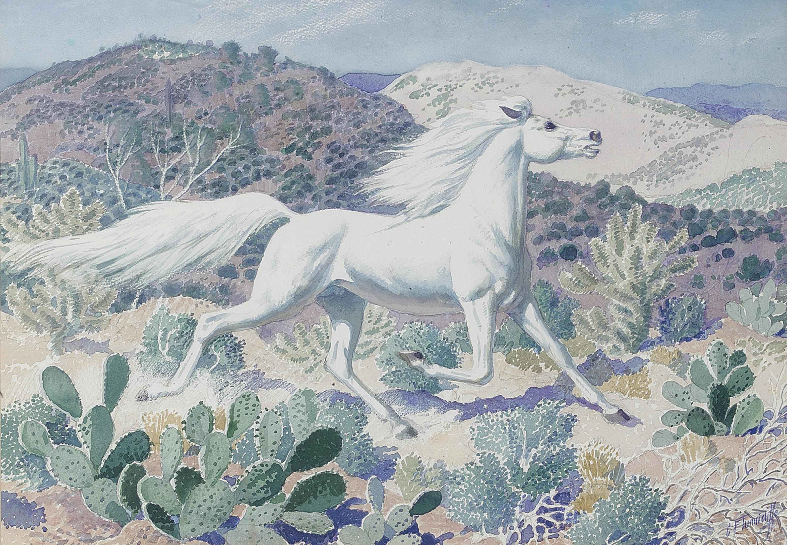 Charles White — Вышагивающий белый мустанг