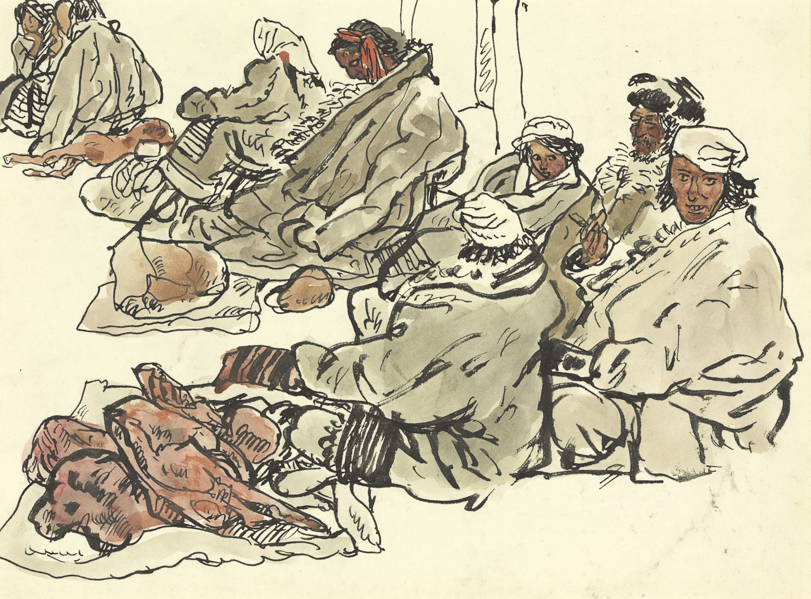 Chen Danqing — Интерьер храма; Тибетская девушка; Тибетская семья; Тибетский мужчина; Дворец Потала; Сидящий тибетский мужчина; Группа всадников; Портрет тибетского мужчины; Дворец Потала, вид снизу; Уличный базар; Группа тибетских фигурантов; Мужчина, рисующий витрину; и Портрет девушки