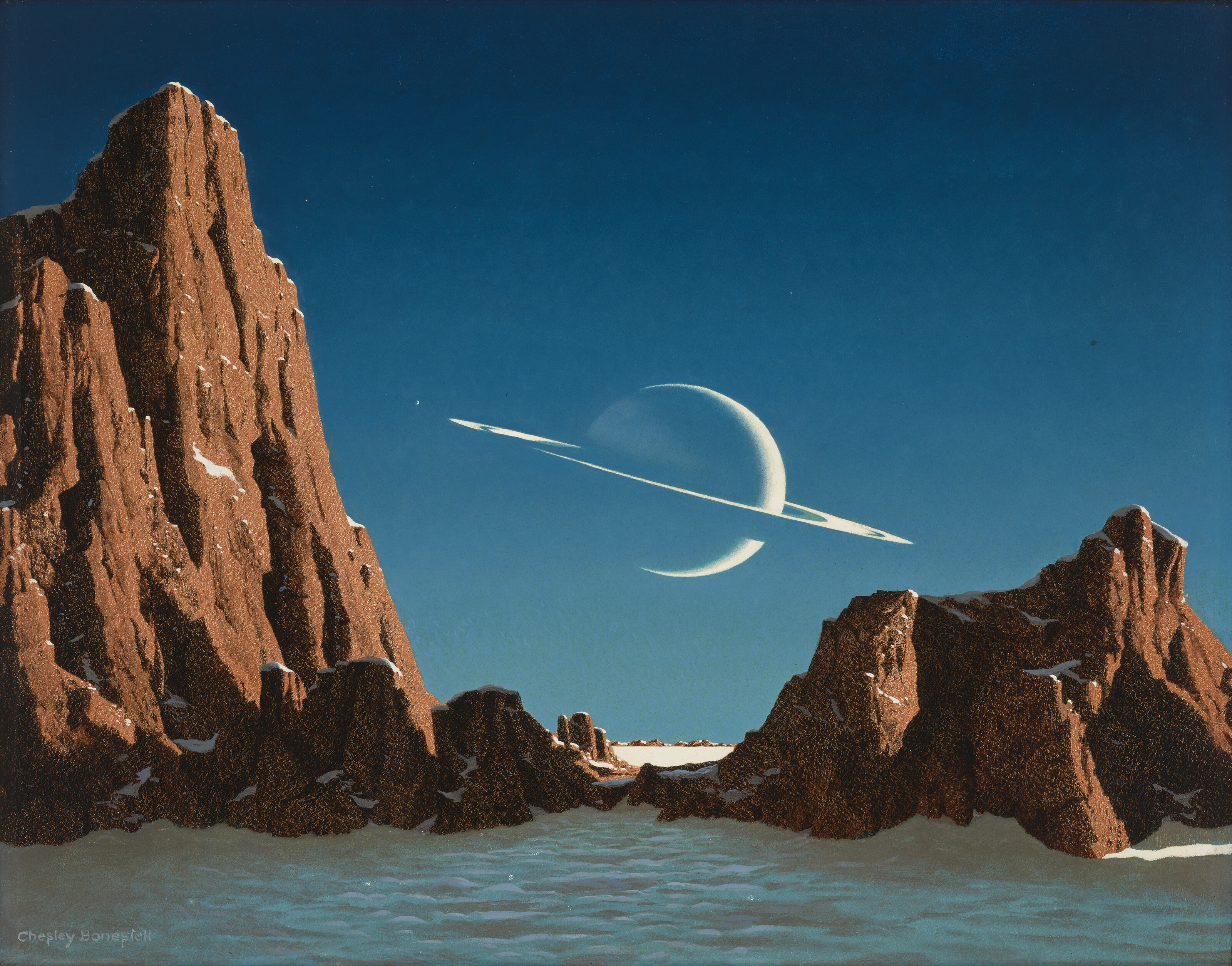 Chesley Bonestell — САТУРН, ВИДИМЫЙ С ТИТАНА