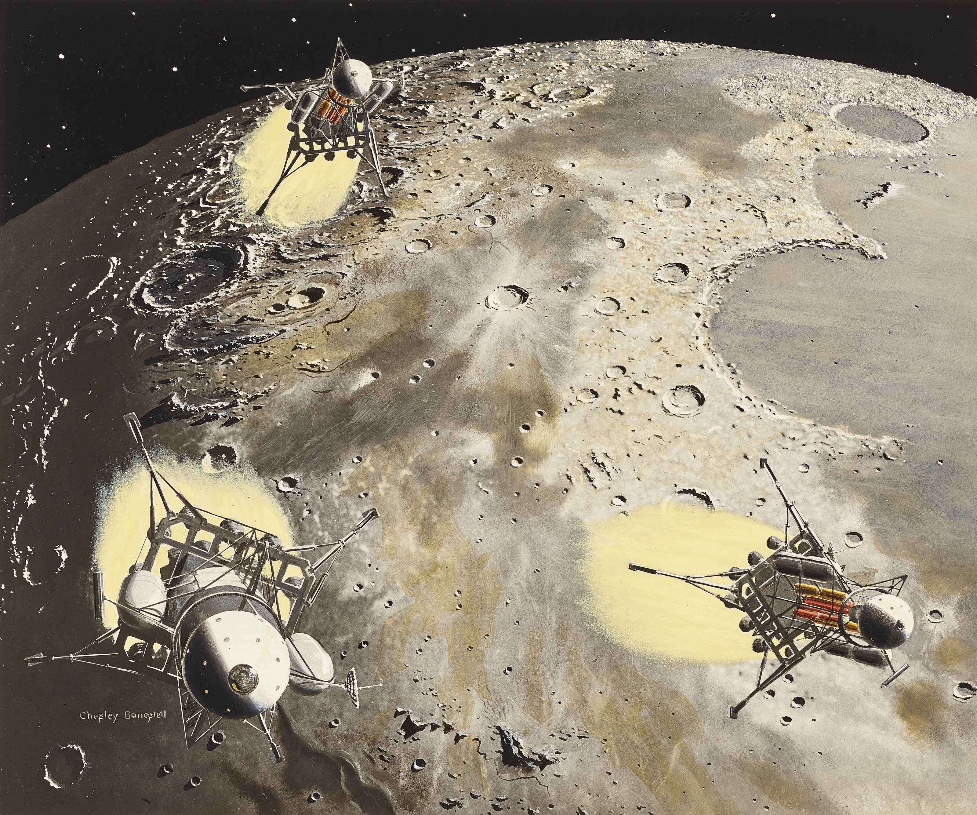 Chesley Bonestell — СПУСКАЯСЬ К ЛУНЕ