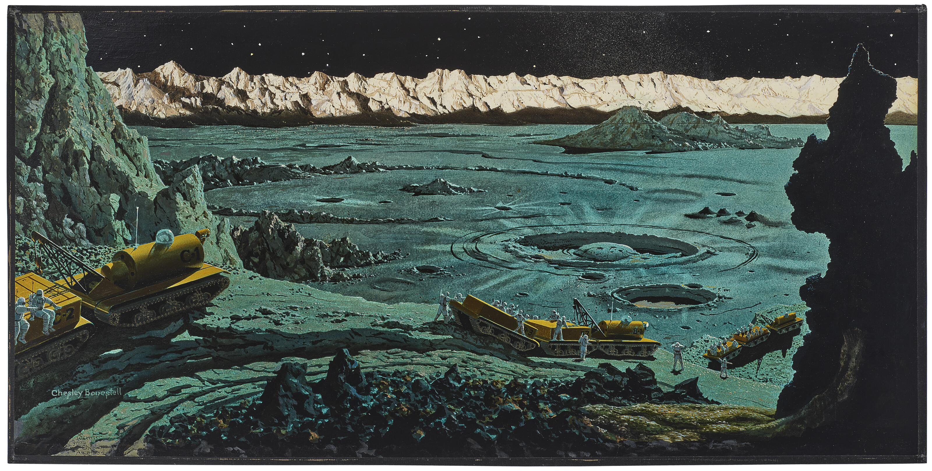 Chesley Bonestell — ЛУННАЯ ЭКСПЕДИЦИЯ В СИНУС РОРИС