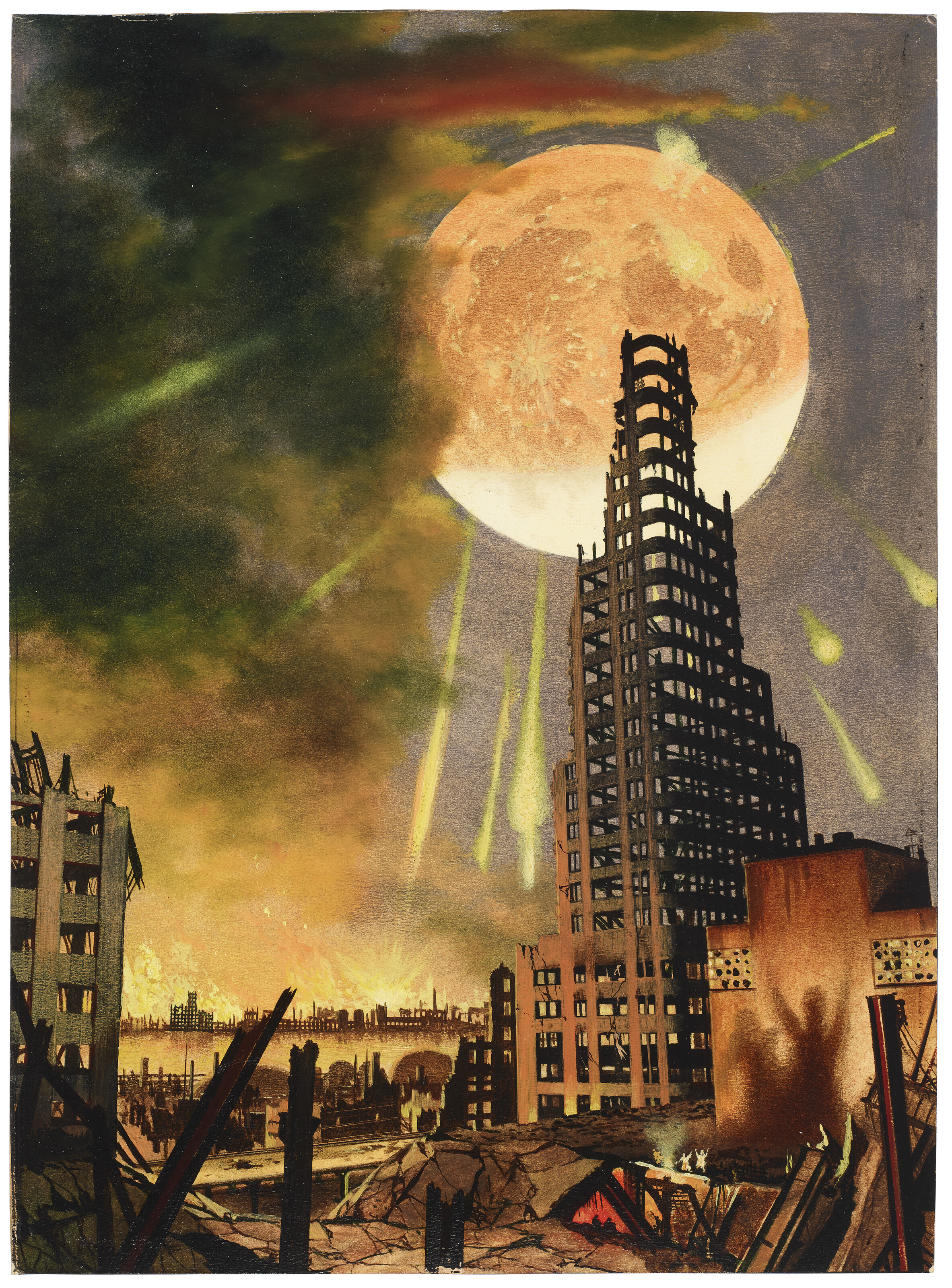 Chesley Bonestell — ЛУНА ПАДАЕТ ОБРАТНО НА ЗЕМЛЮ