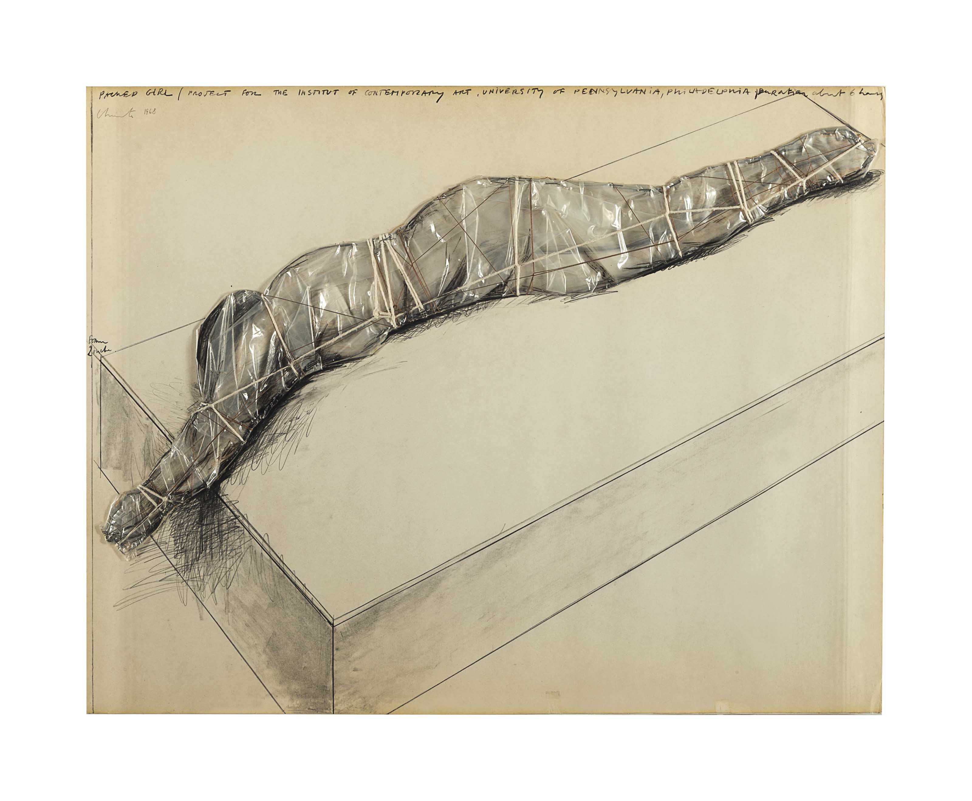 Christo and Jeanne-Claude — Упакованная девушка, проект для Института современного искусства, Филадельфия