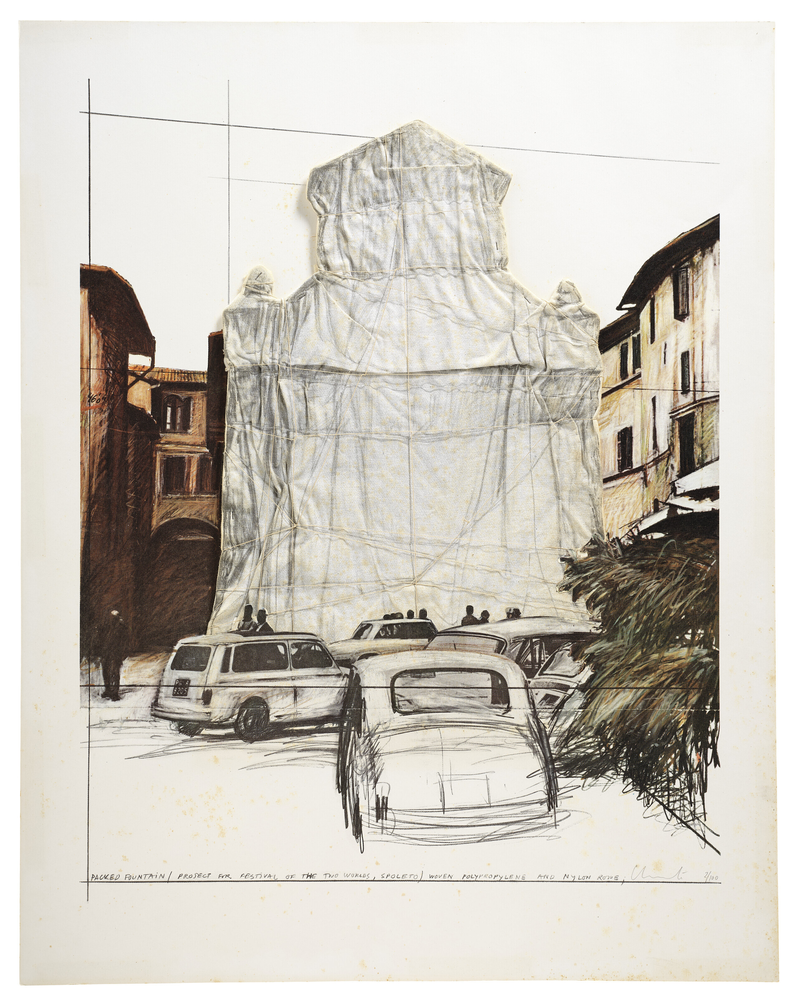 Christo and Jeanne-Claude — Многолюдный фонтан и многолюдная башня, Сполето, 1968 год