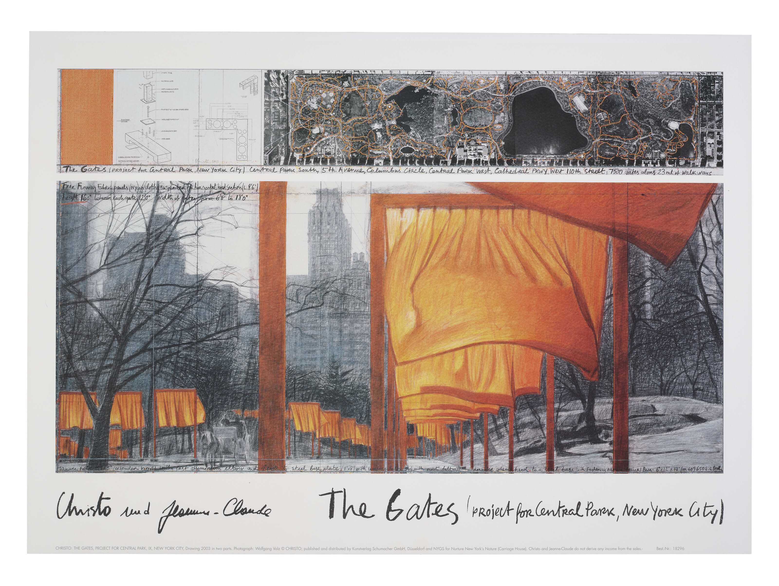 Christo and Jeanne-Claude — Плакат выставки Кристо и Жанны-Клод / The Gates: Проект для Центрального парка, Нью-Йорк
