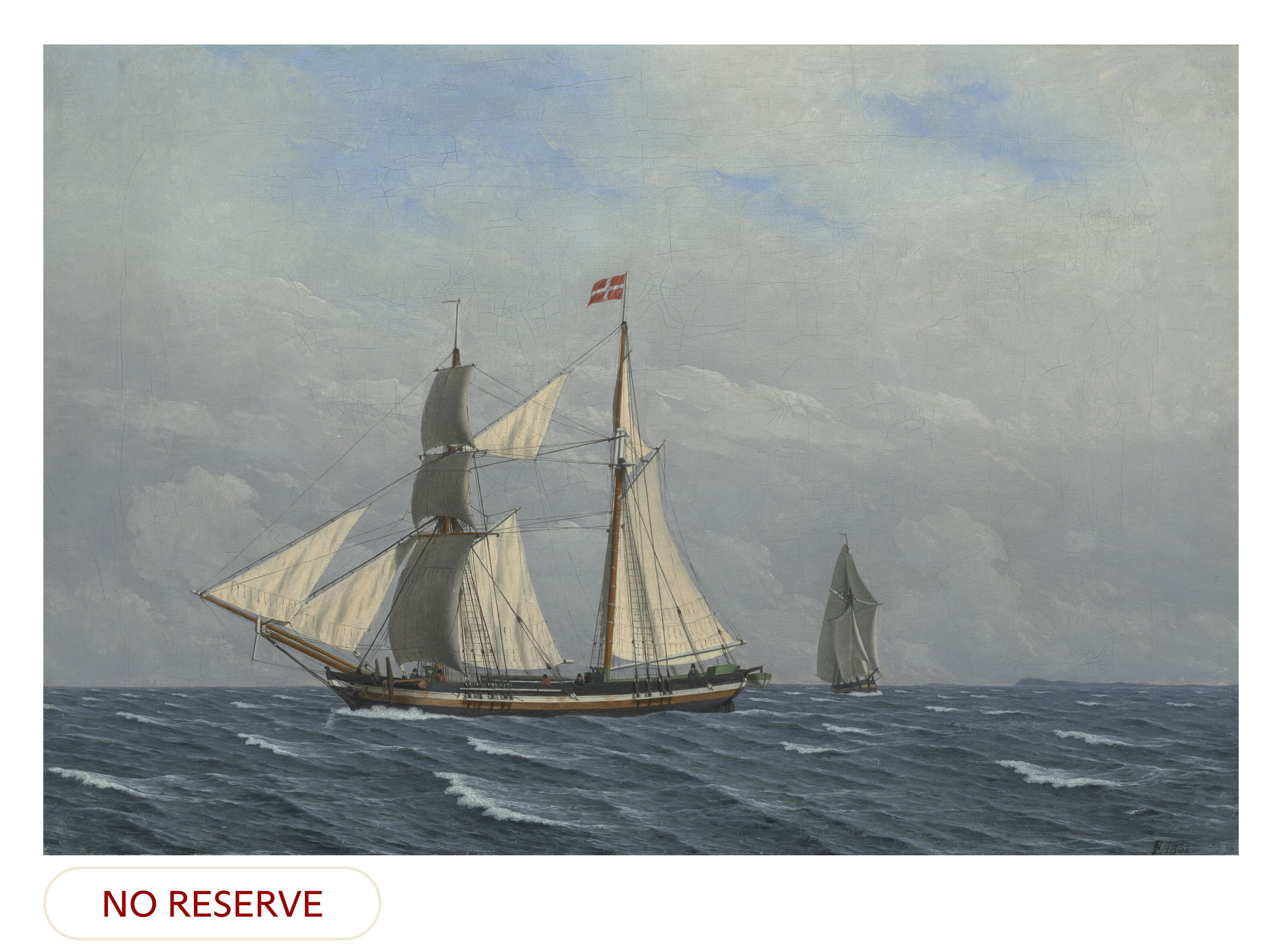 Christoffer Wilhelm Eckersberg — Парусная лодка с полными парусами (En skonnert для fulde sejl)