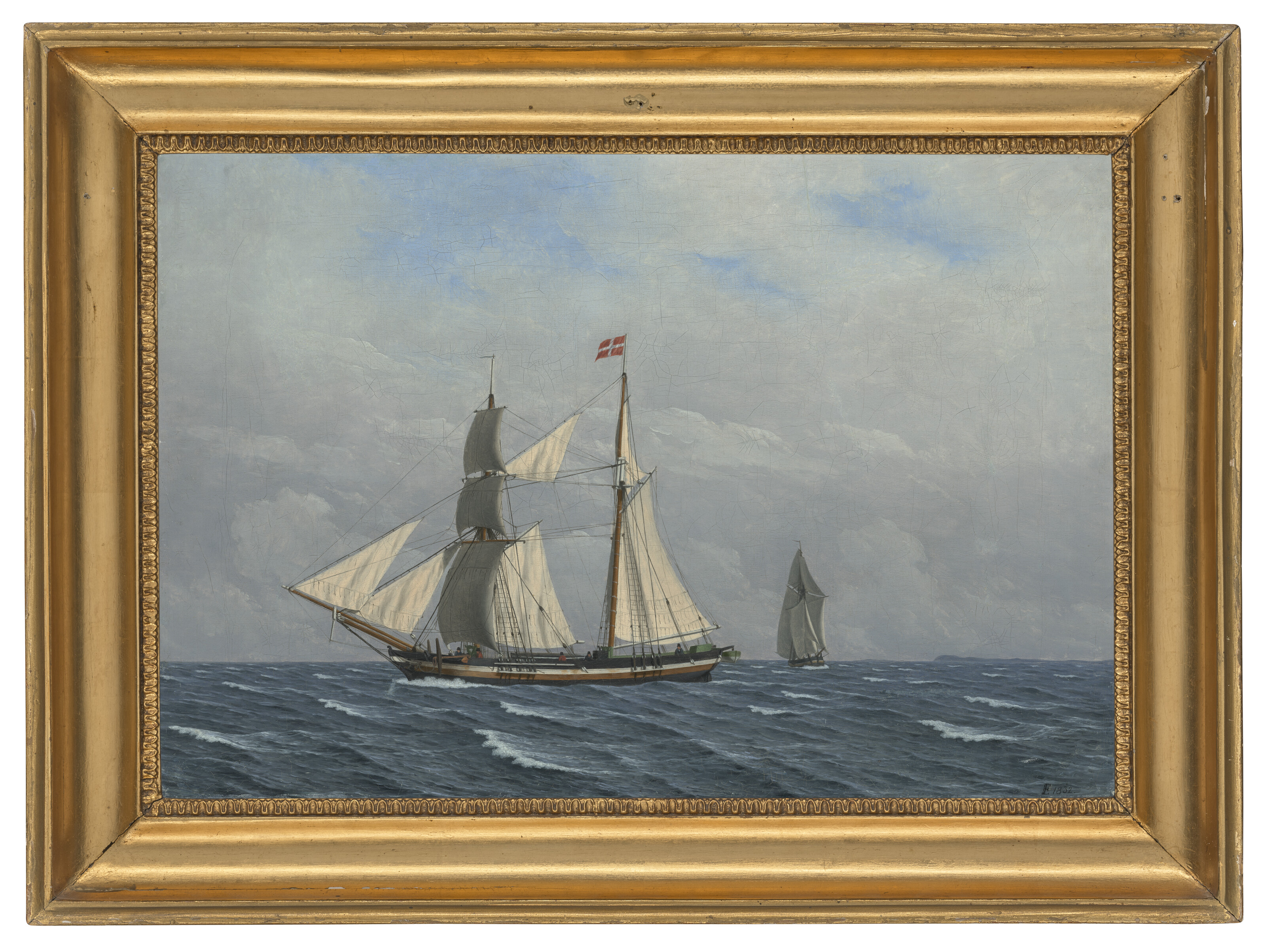 Christoffer Wilhelm Eckersberg — Парусная лодка с полными парусами (En skonnert для fulde sejl), изображение 2