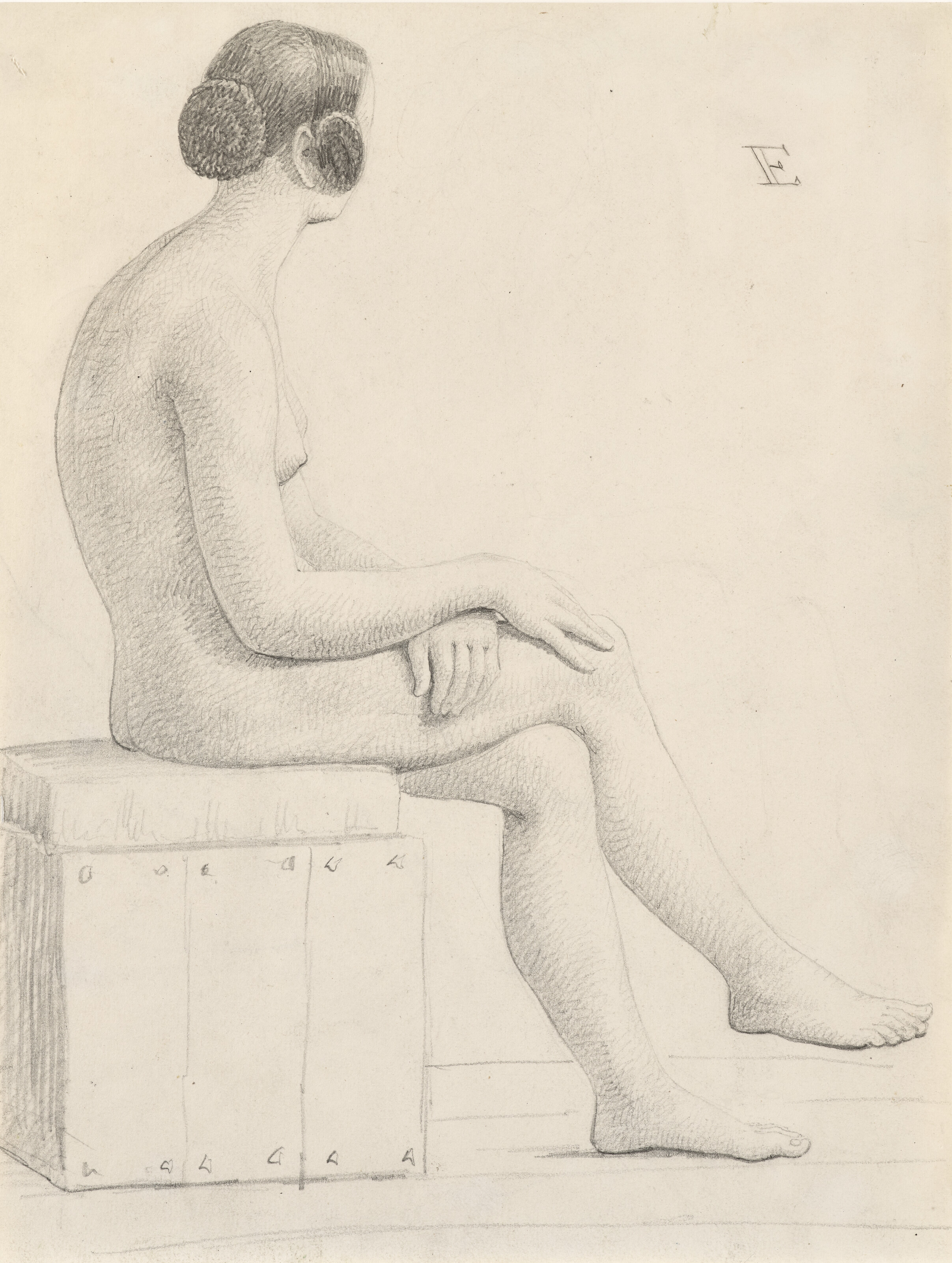 Christoffer Wilhelm Eckersberg — Новая поза женщины, ее профиль (сзади) ; Фрагментарный этюд о новой фигуре с точки зрения красоты (сзади)