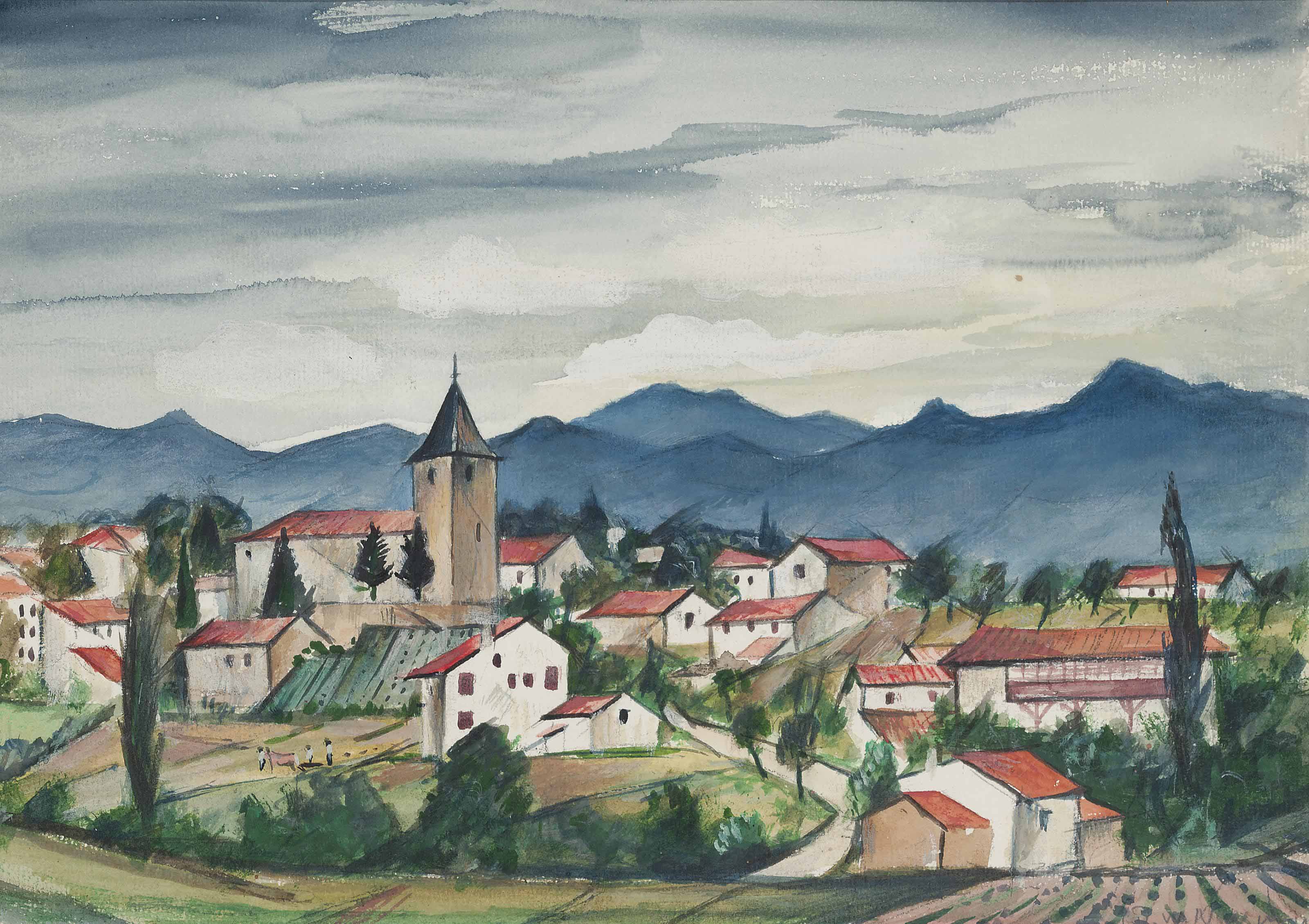 Christopher Nevinson — Горный пейзаж, Франция