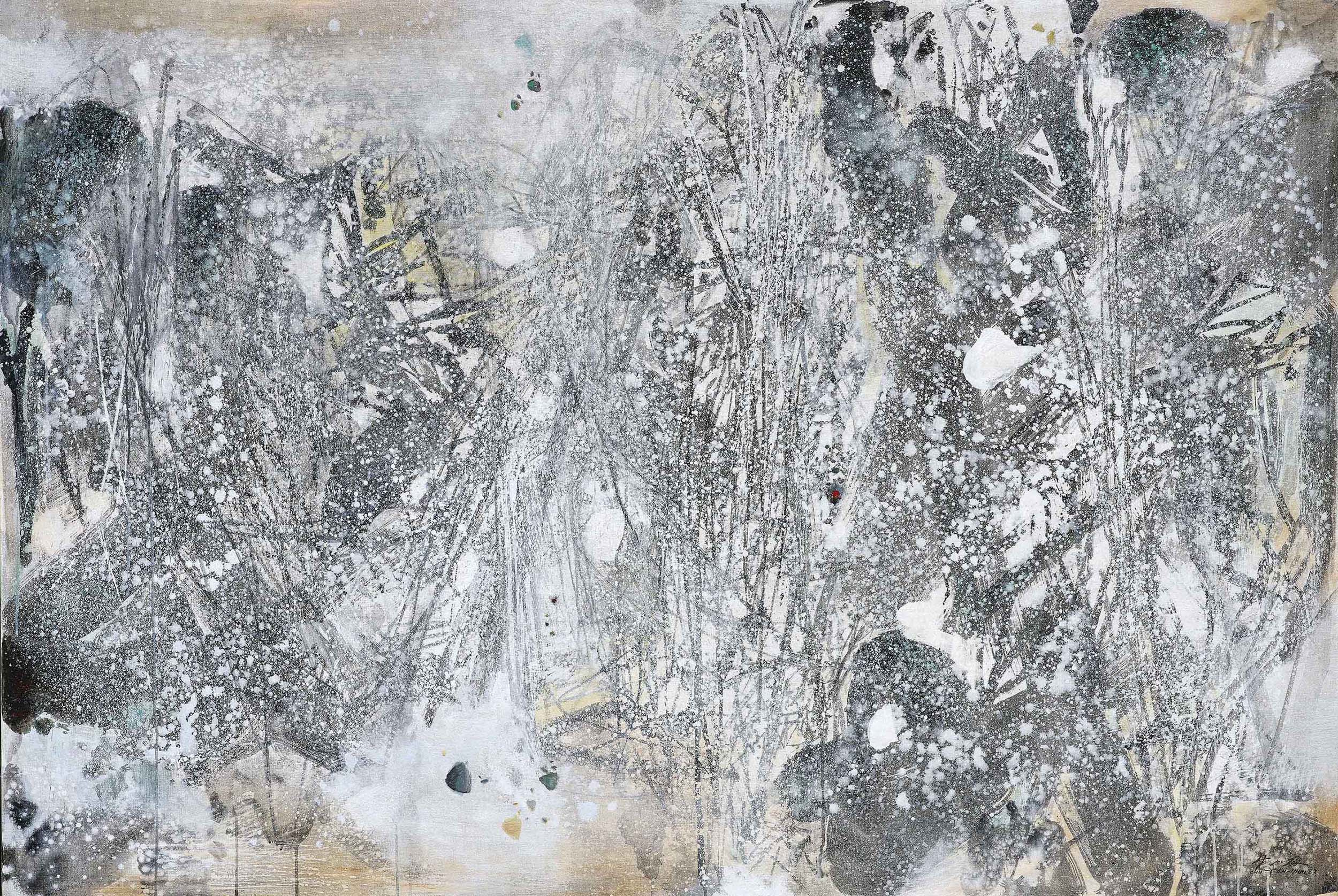 Chu Teh-Chun — La Forêt Blanche I (Белый лес I), изображение 1