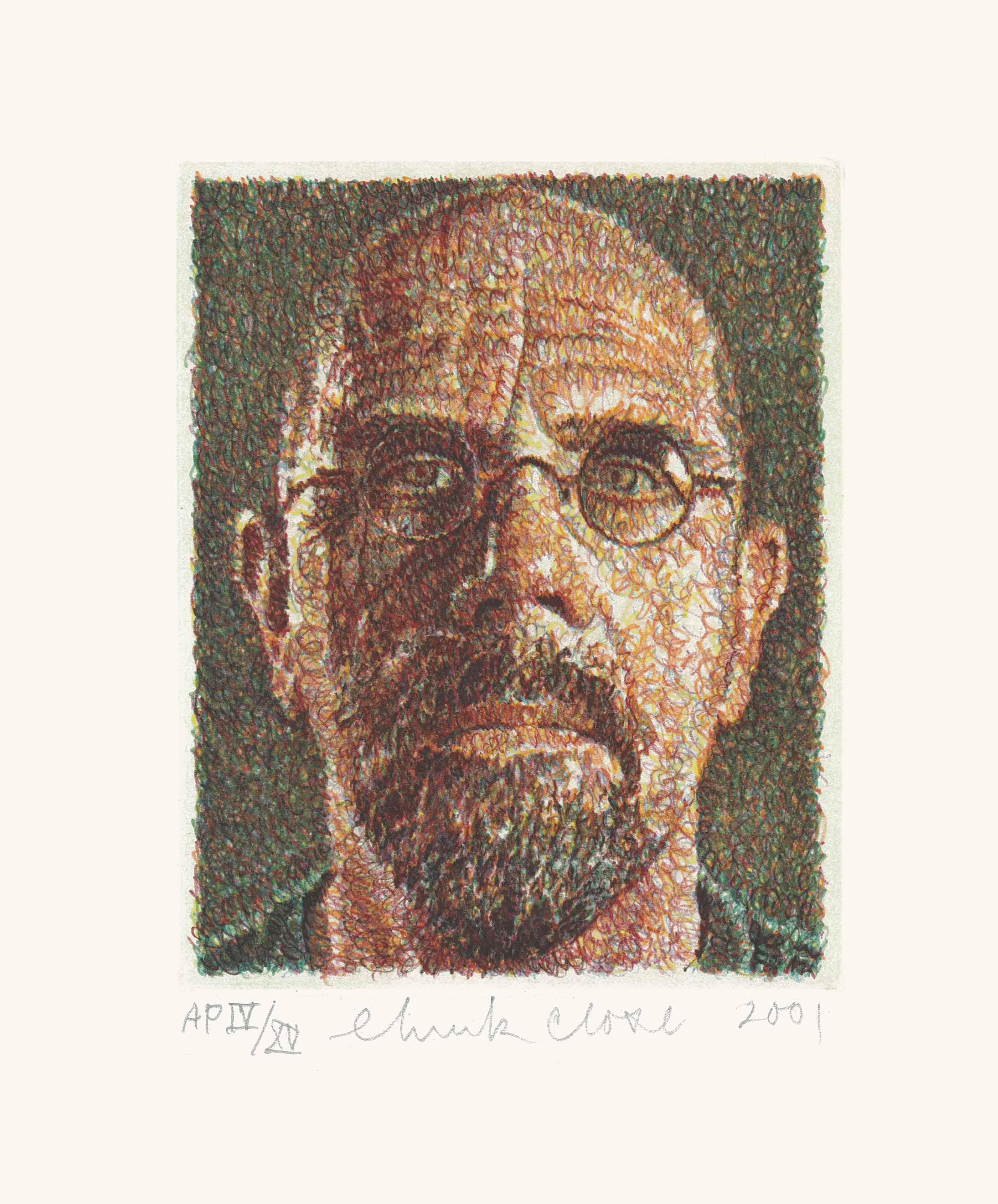 Chuck Close — Автопортрет/Каракули/Гравюра