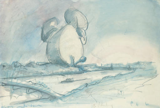 Claes Oldenburg — Предполагаемый колоссальный памятник для парка Баттерси, Лондон, Ударная установка (1966) (A. & P. 62)