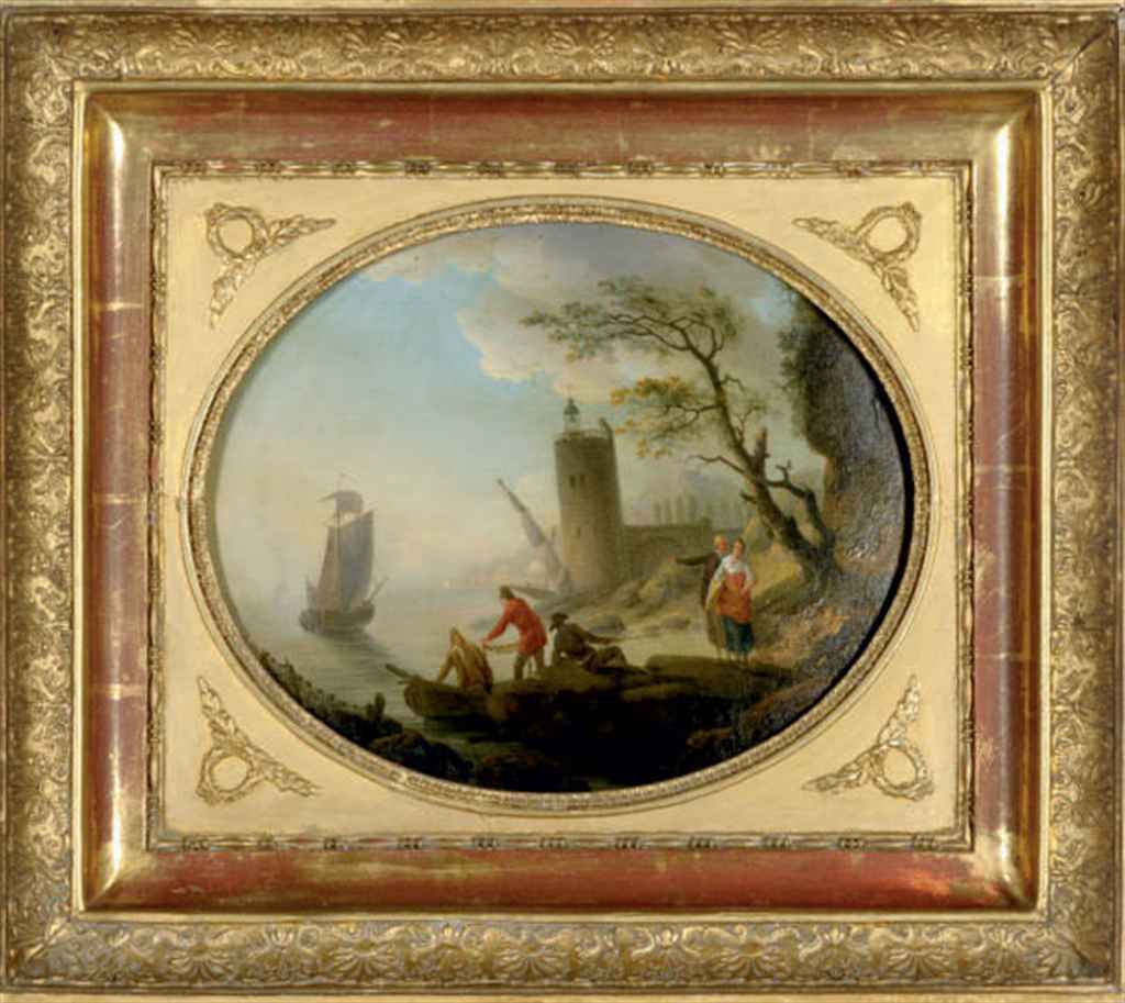 Claude Joseph Vernet — Средиземноморский прибрежный пейзаж с рыбаками, вытаскивающими свои сети