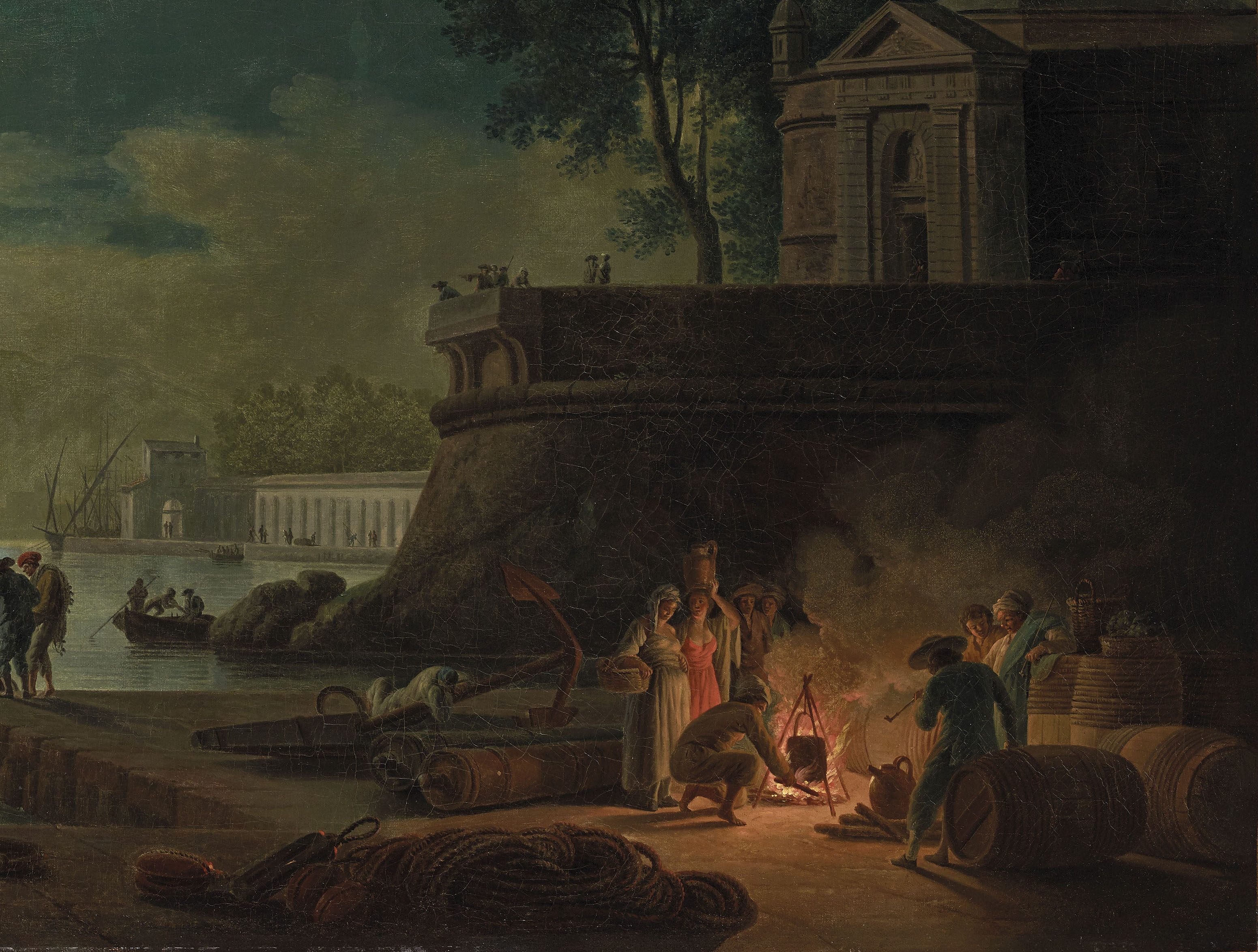 Claude Joseph Vernet — У порта на берегу моря в лунном свете, изображение 2