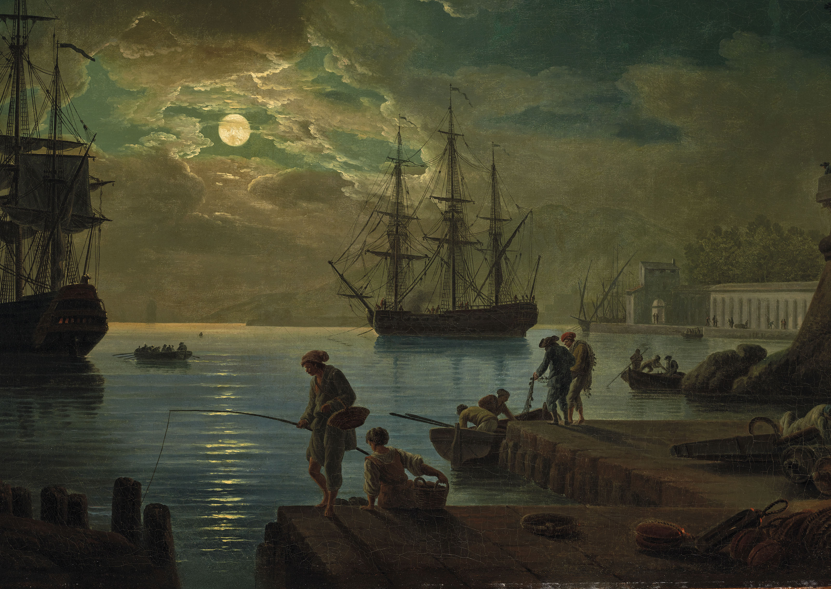 Claude Joseph Vernet — У порта на берегу моря в лунном свете, изображение 5