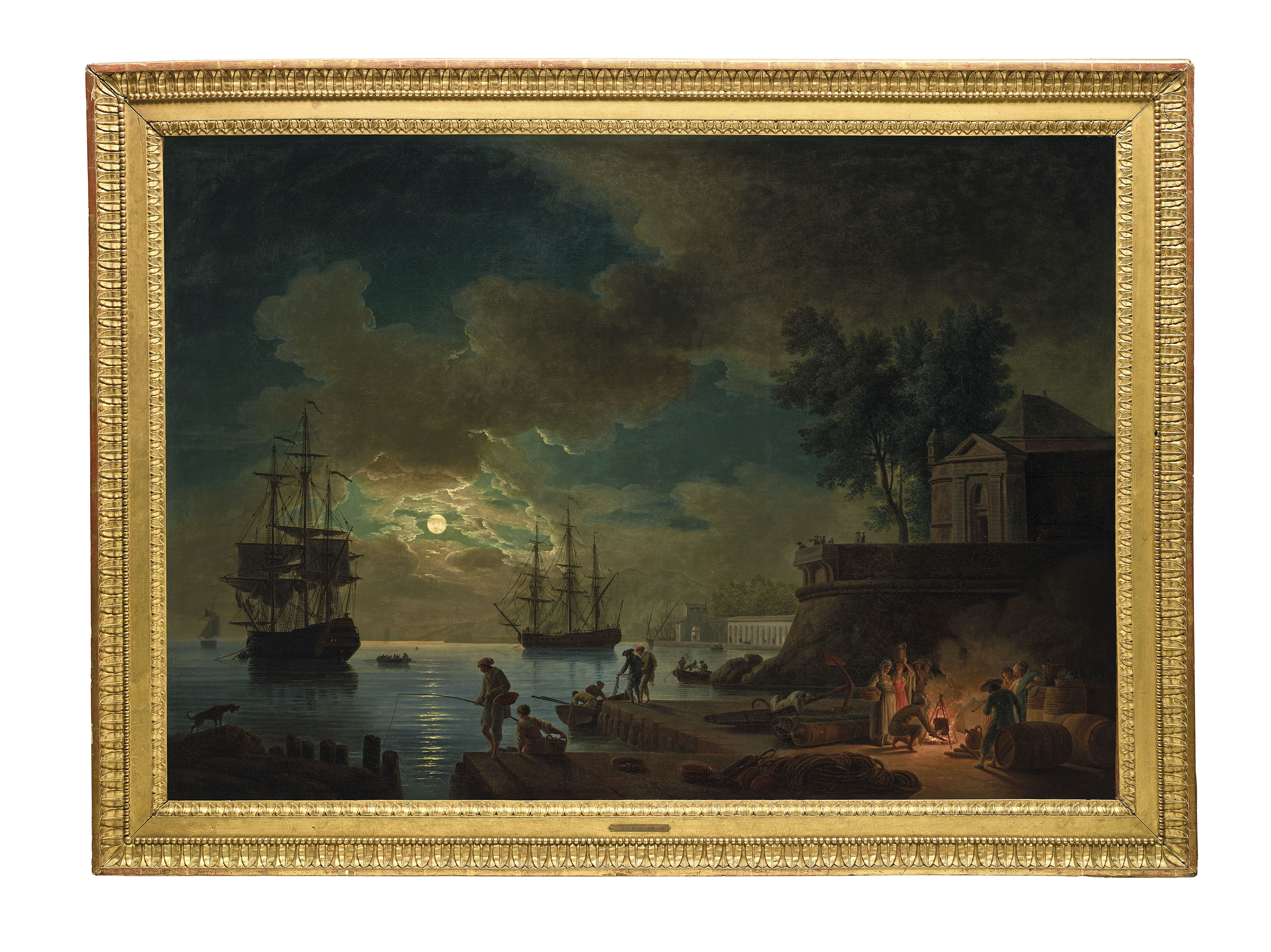 Claude Joseph Vernet — У порта на берегу моря в лунном свете, изображение 6
