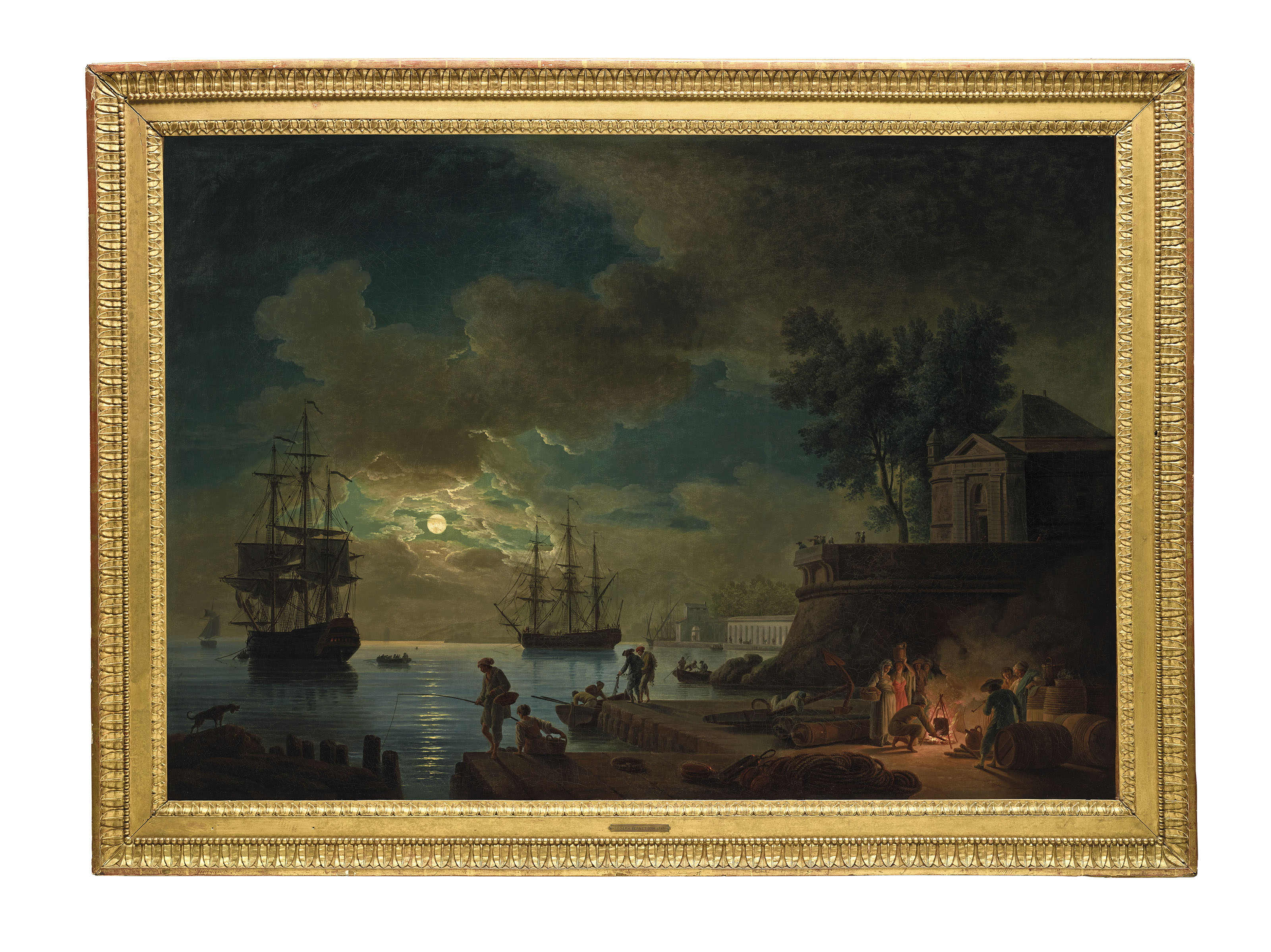 Claude Joseph Vernet — У порта на берегу моря в лунном свете, изображение 8