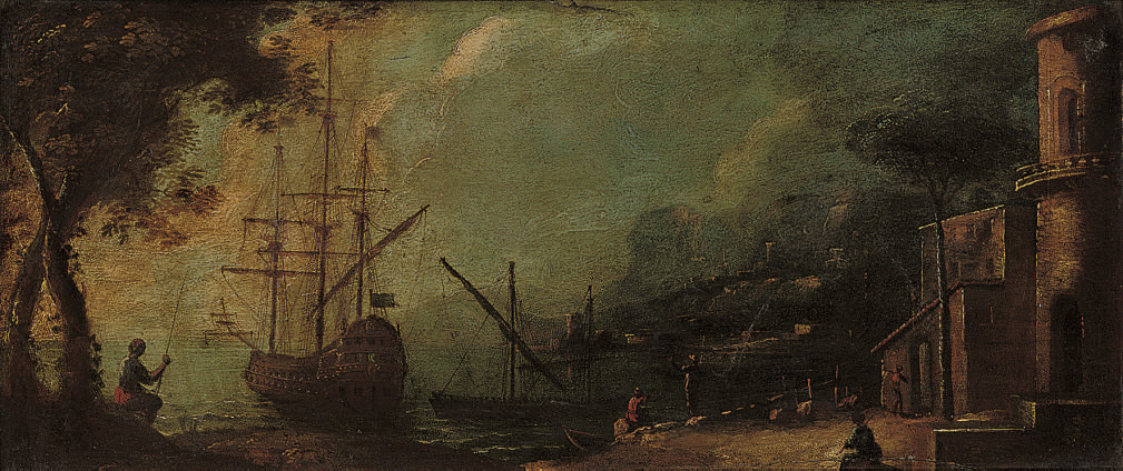 Claude Joseph Vernet — Средиземноморский прибрежный залив с судоходством в гавани
