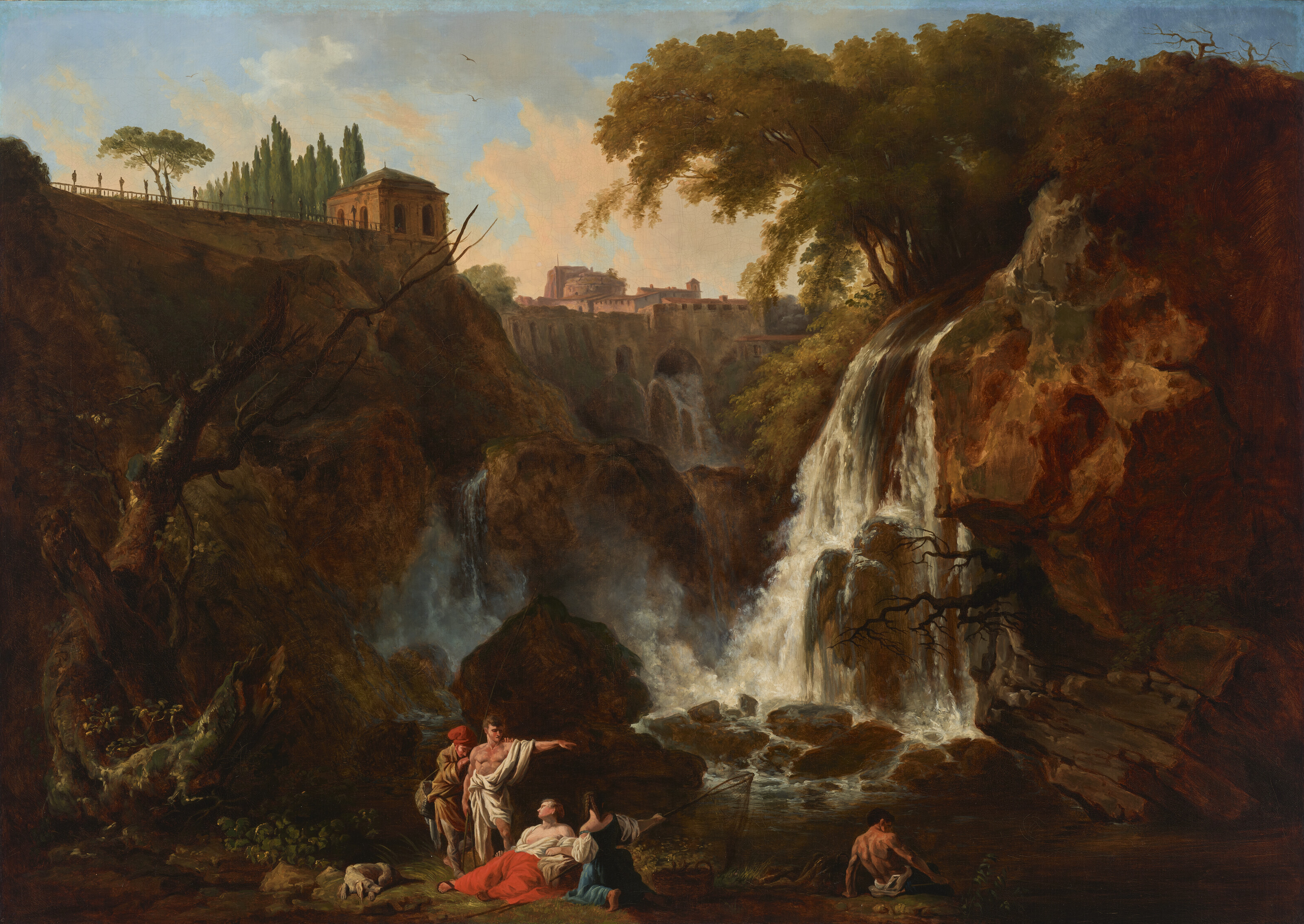 Claude Joseph Vernet — Рим, водопад Тиволи, с классическими фигурами на переднем плане