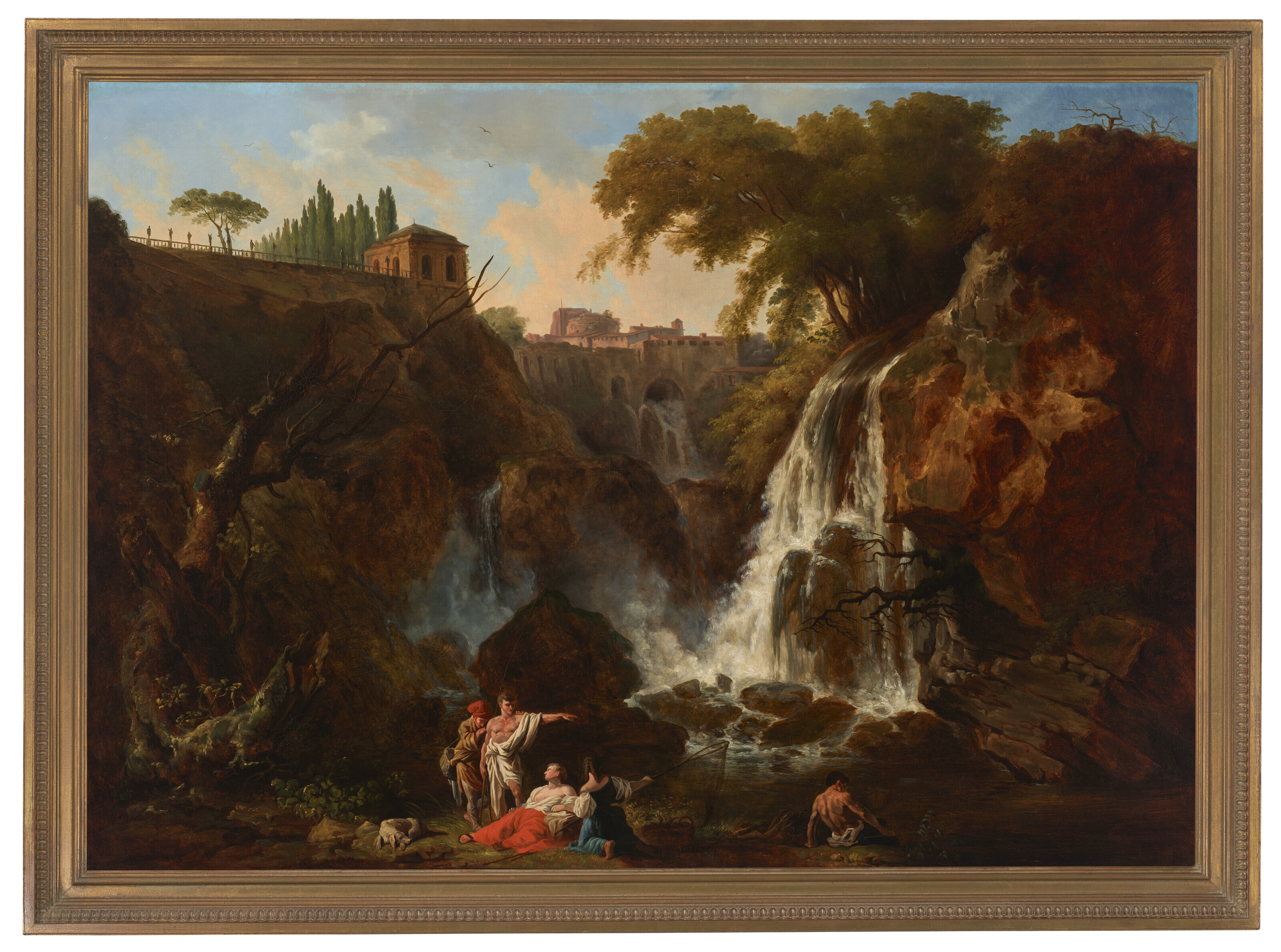 Claude Joseph Vernet — Рим, водопад Тиволи, с классическими фигурами на переднем плане, изображение 2