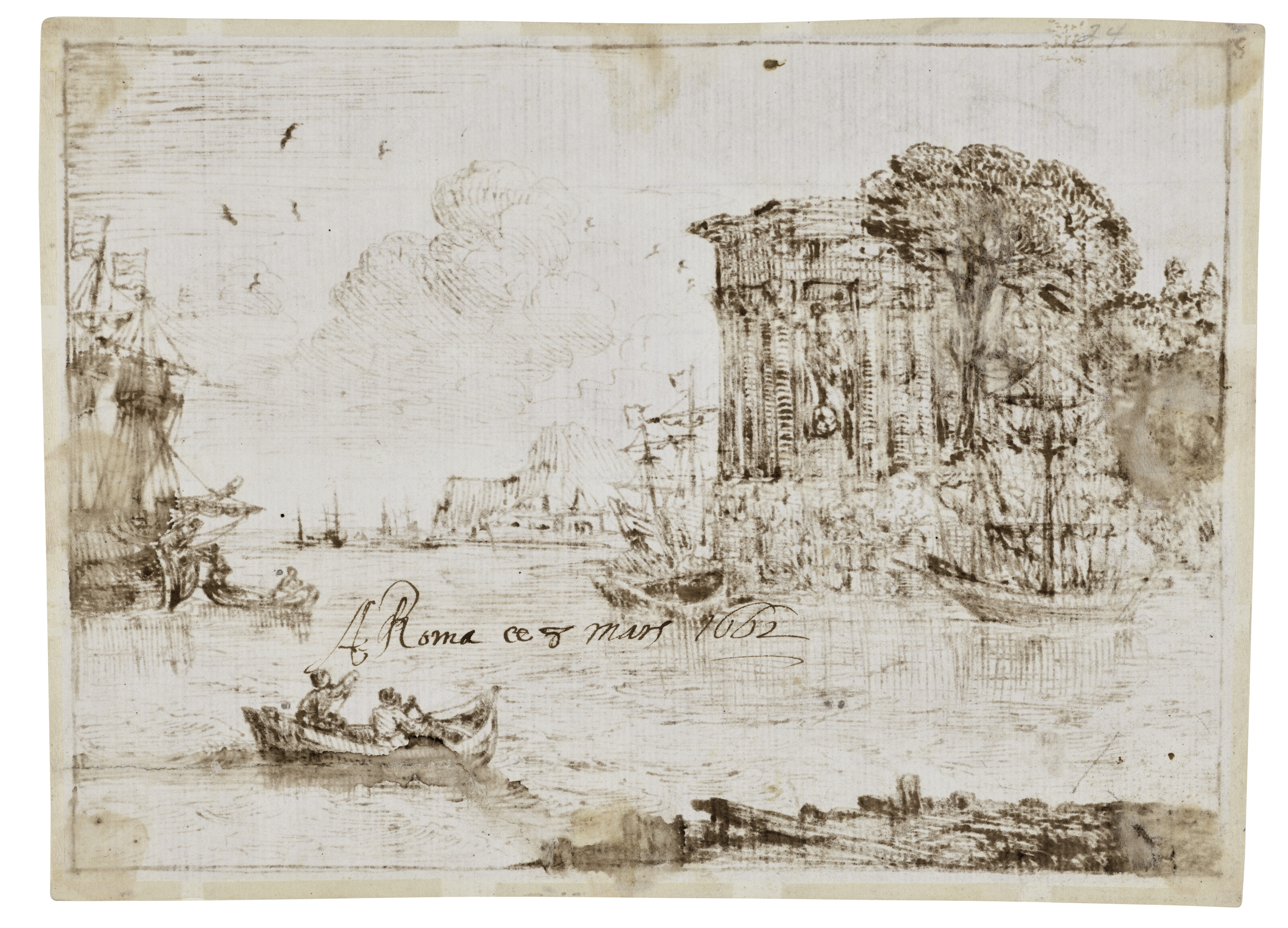 Claude Lorrain — Прибрежный пейзаж с античным храмом, изображение 2