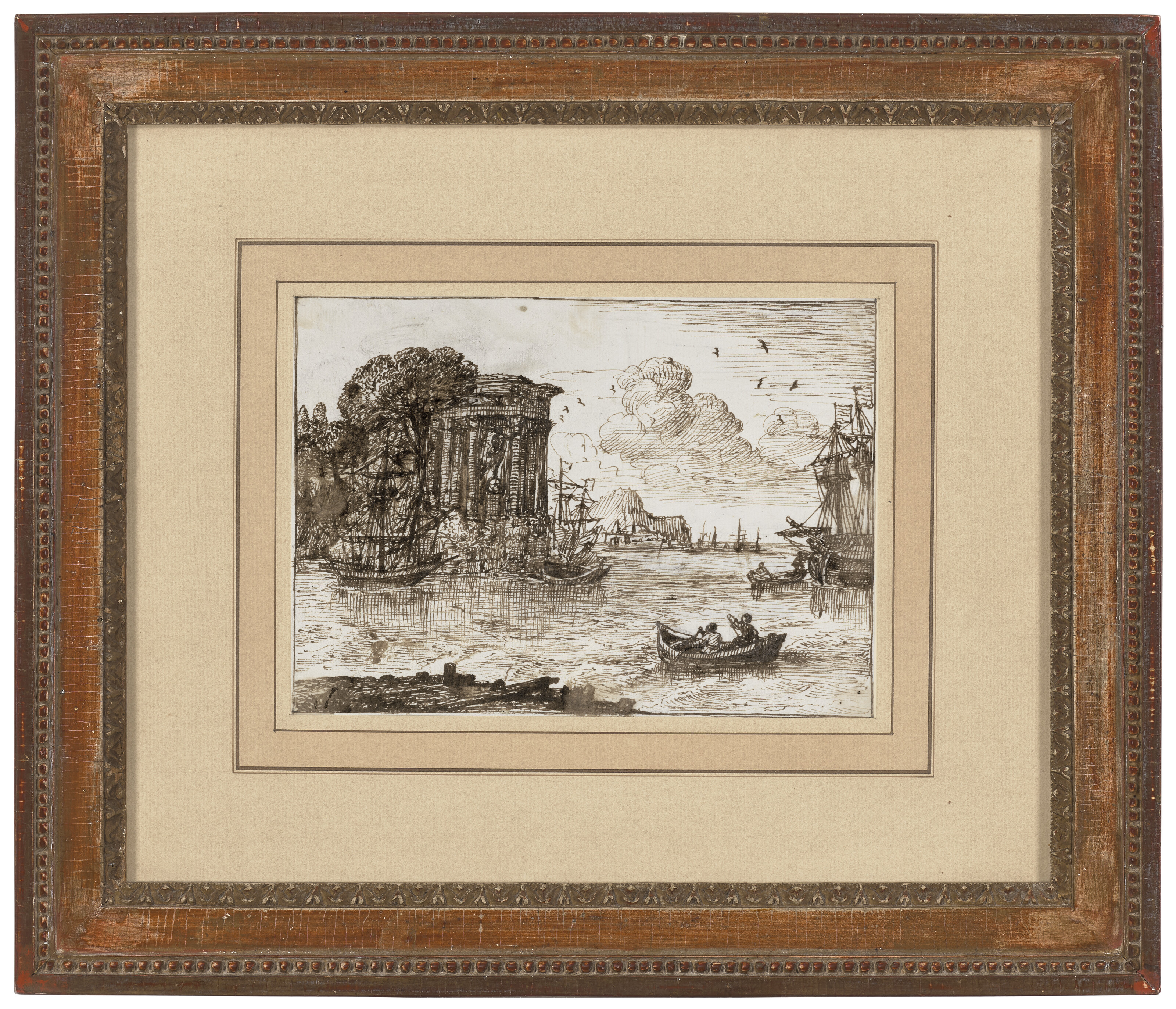 Claude Lorrain — Прибрежный пейзаж с античным храмом, изображение 3