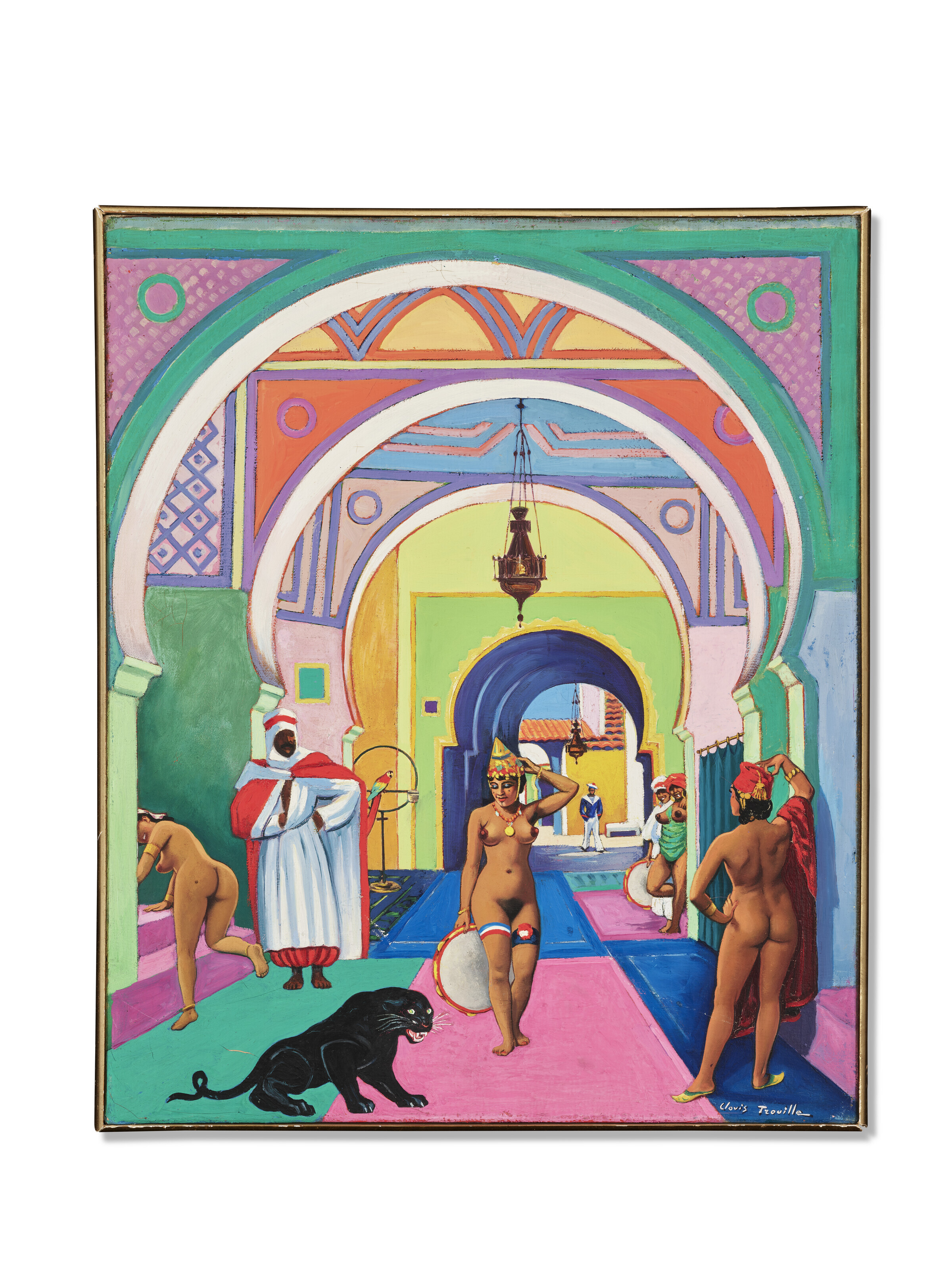 Clovis Trouille — Танцовщица на границе арабских стран, 1950, Арабский бордель, арабское воспитание, изображение 2