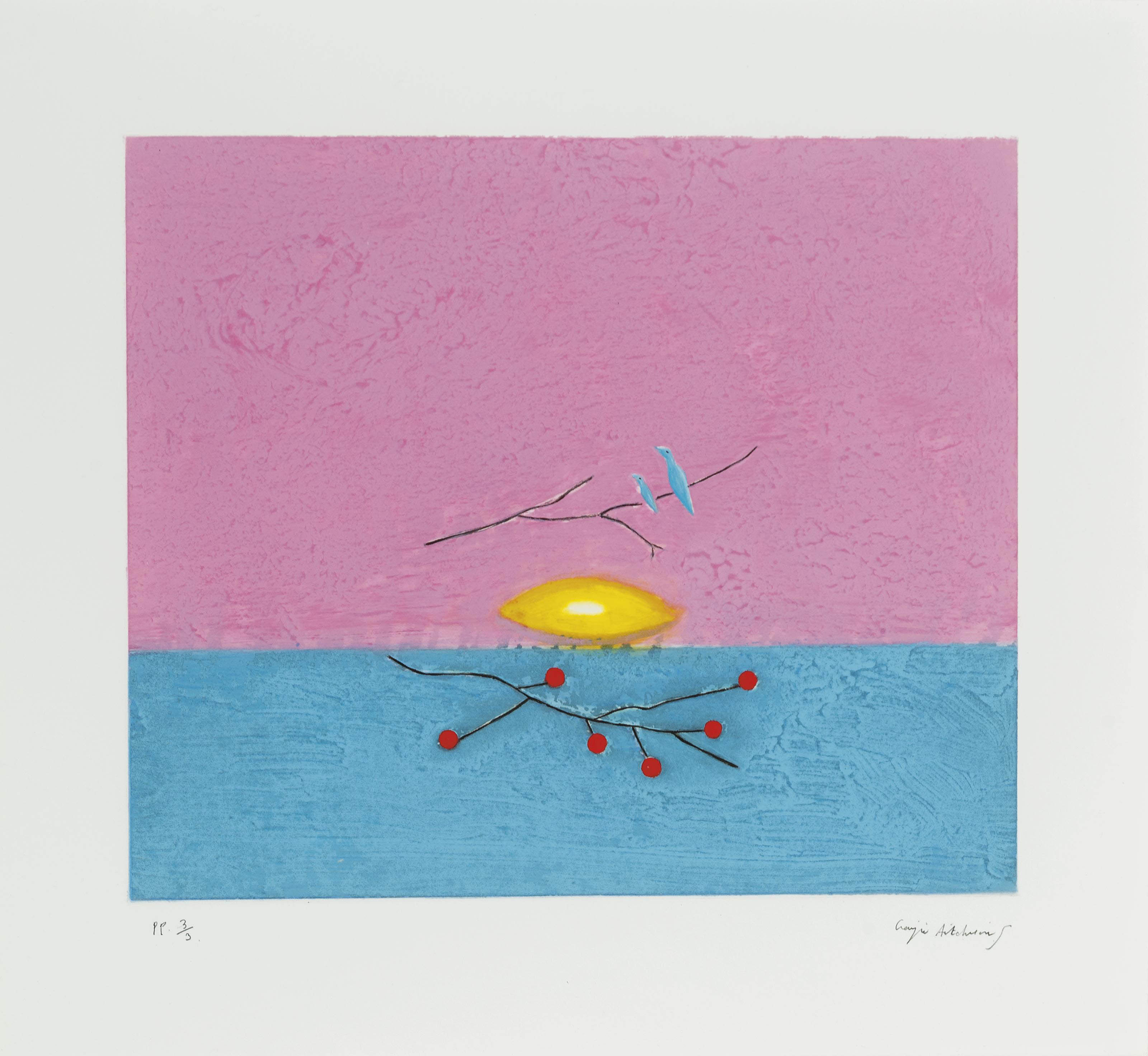 Craigie Aitchison — Натюрморт с птицами и ягодами