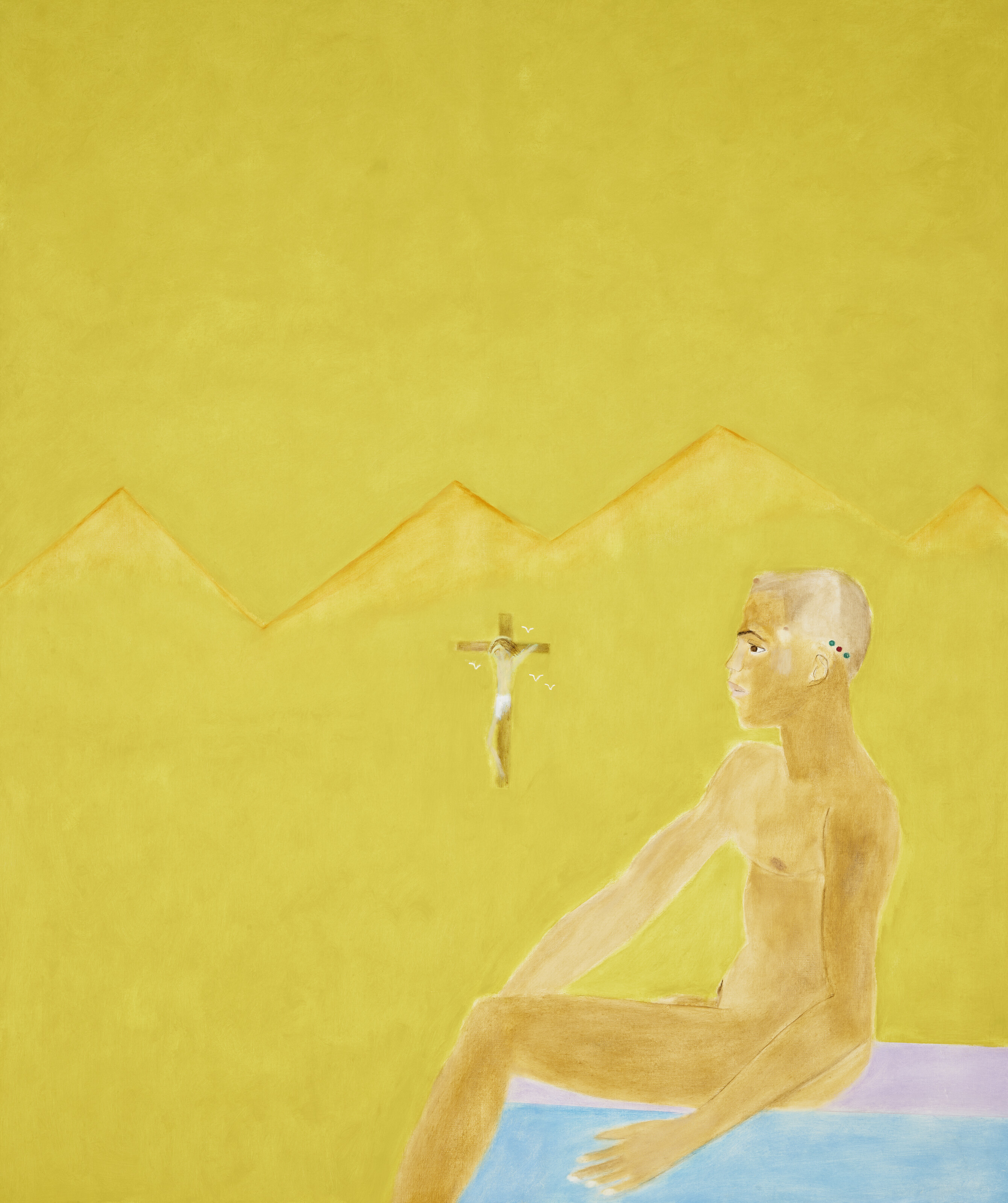 Craigie Aitchison — Сидящий мальчик и распятие