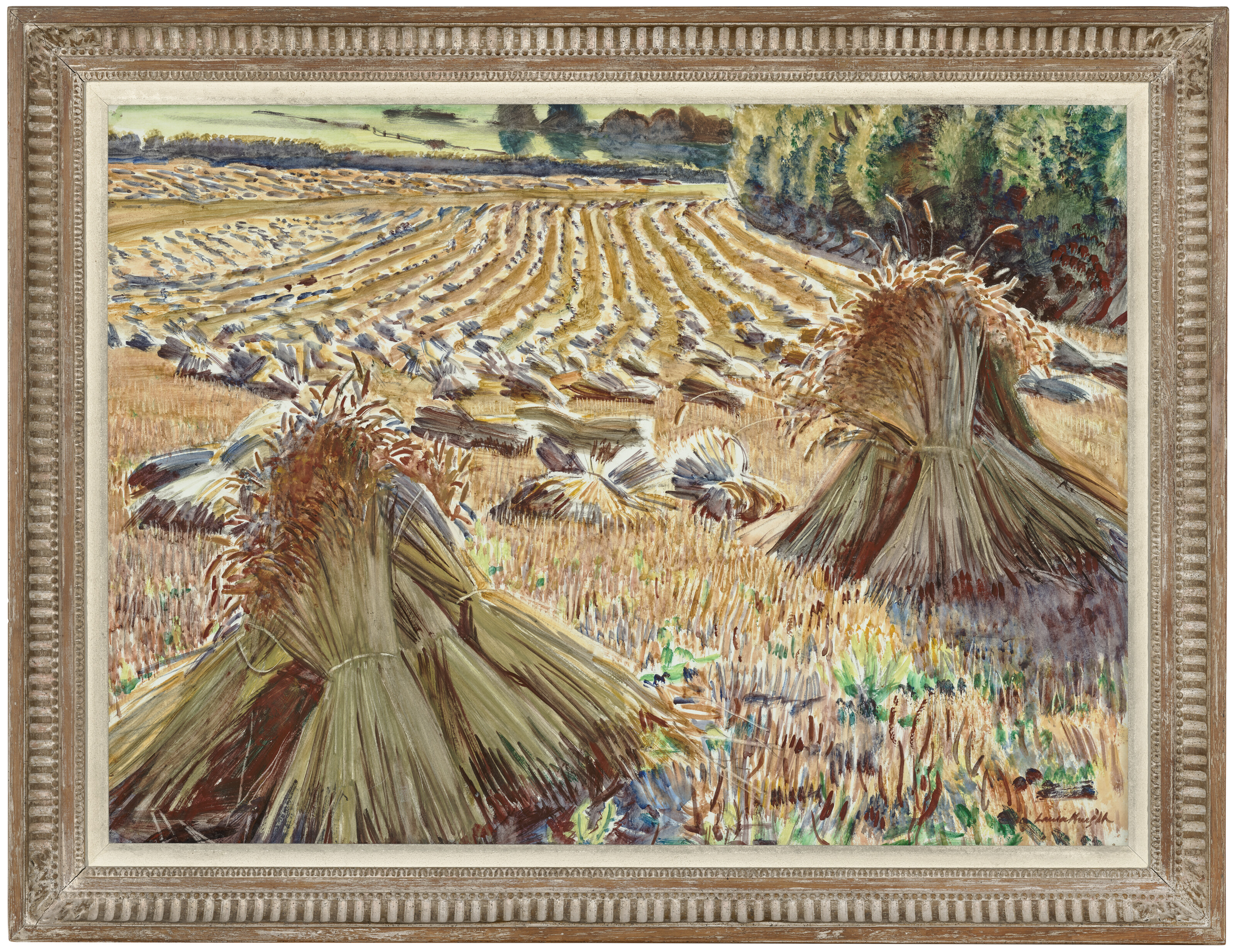 Dame Laura Knight — Вид на кукурузное поле: Колосья кукурузы, изображение 2