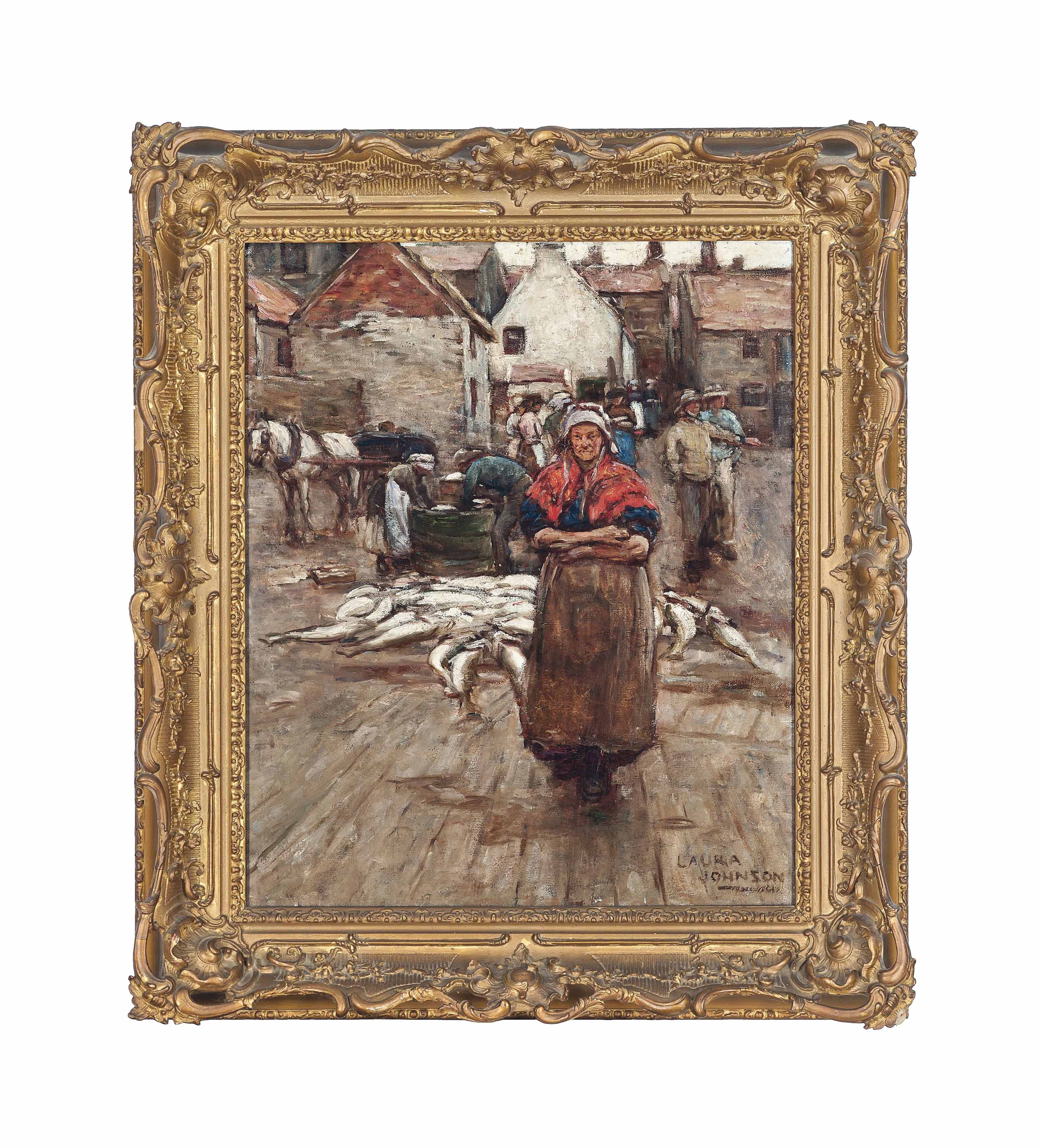 Dame Laura Knight — Упаковка рыбы на причале в Стейтсе
