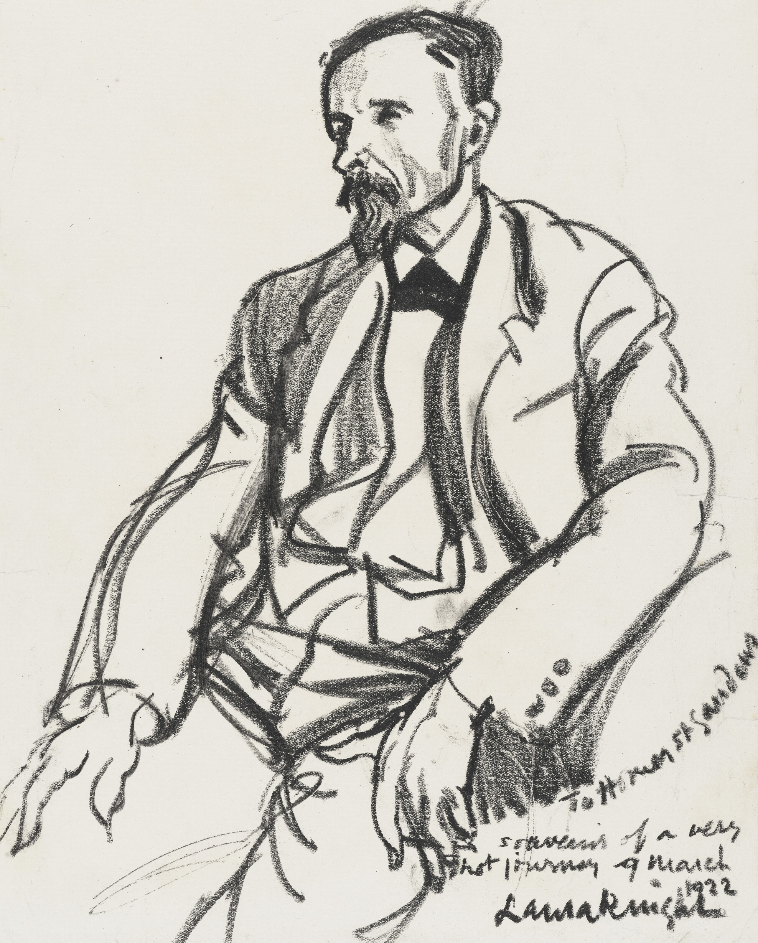Dame Laura Knight — Портрет Люсьена Симона (1861-1945), в три четверти роста, изображение 1