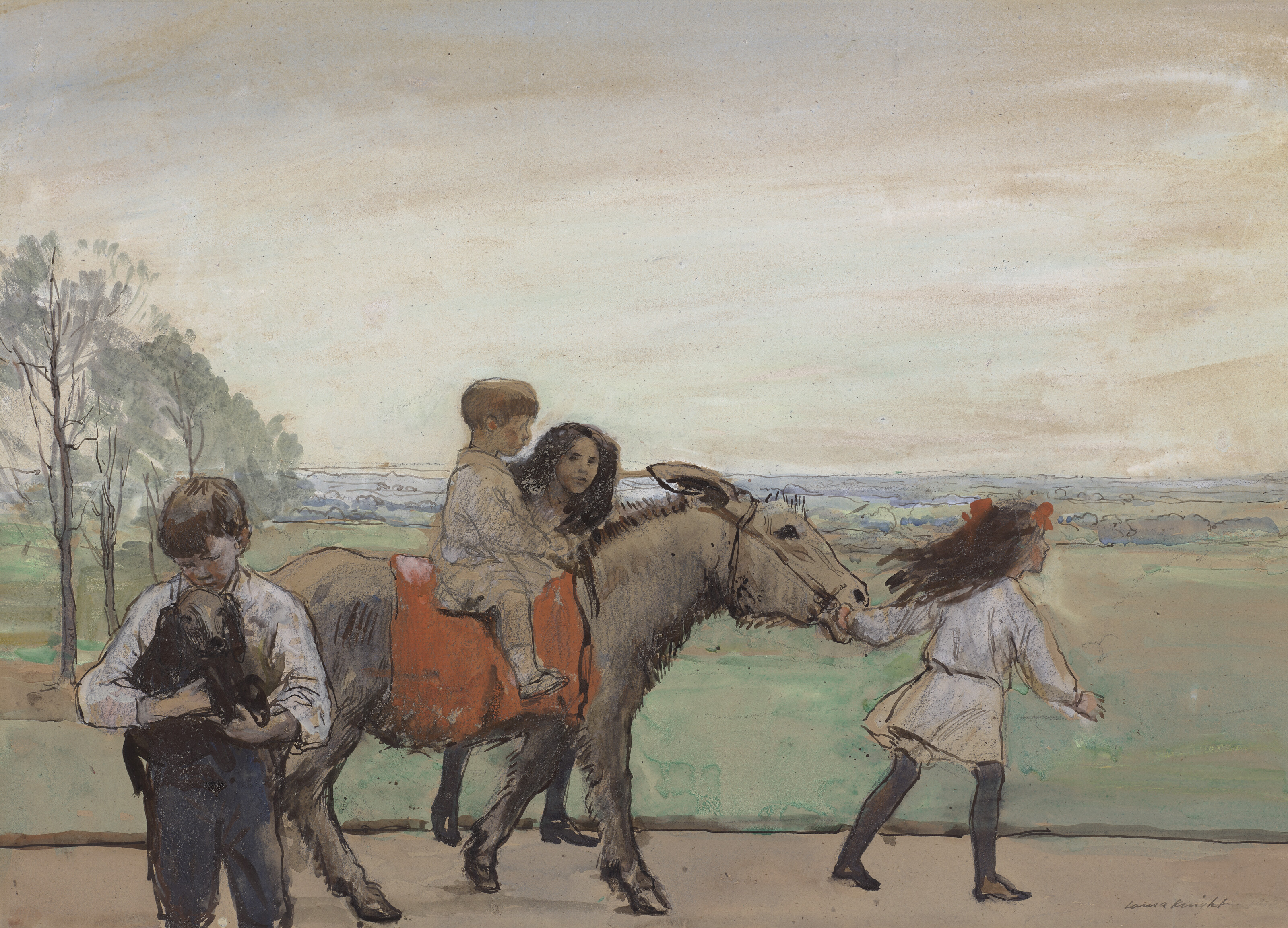 Dame Laura Knight — Дети Ормрода в Уайресдейл-парке, Ланкашир (готовятся к "Утренней прогулке верхом")
