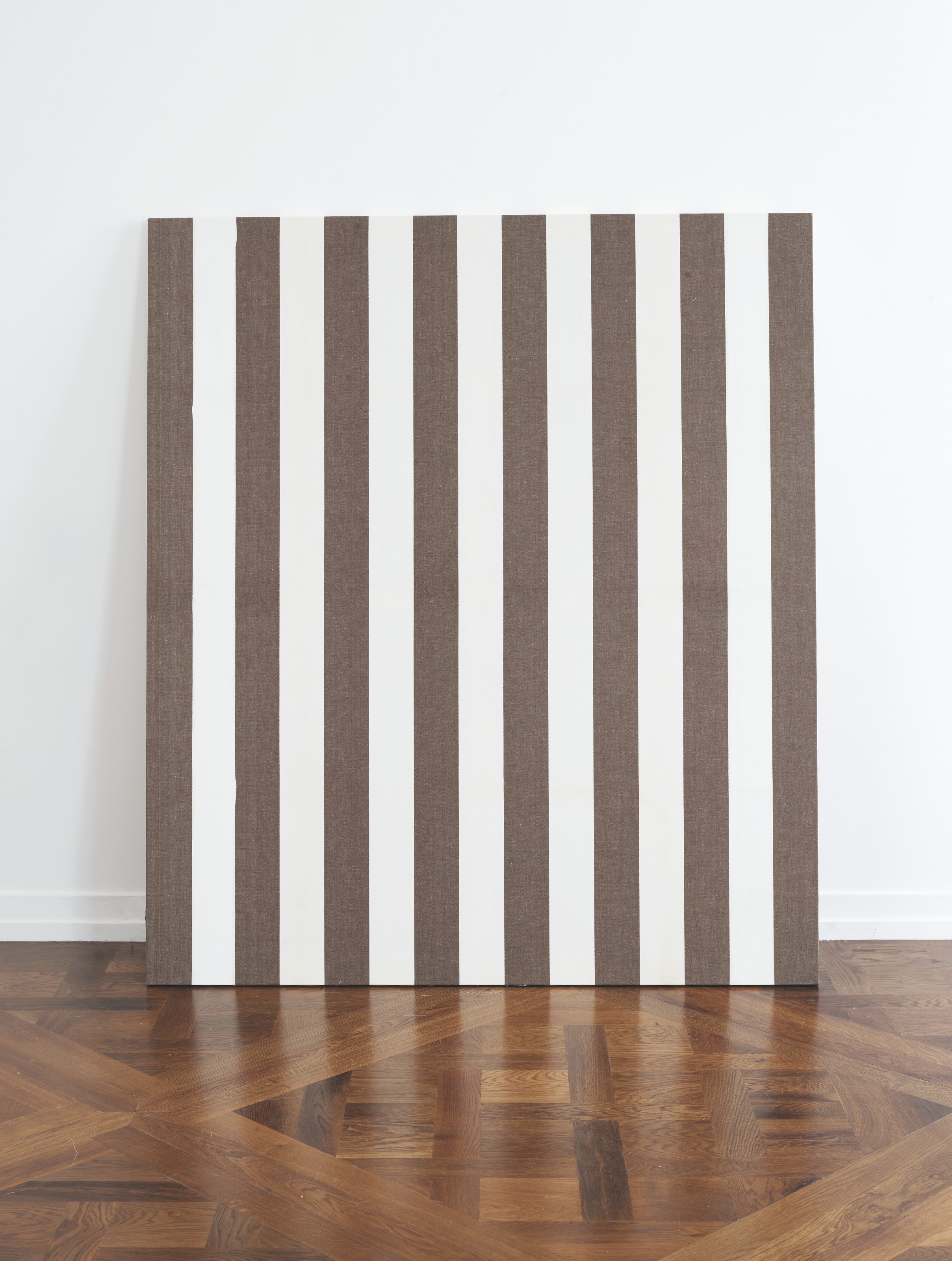 Daniel Buren — Белая акриловое полотно из ткани райе блан и маррон