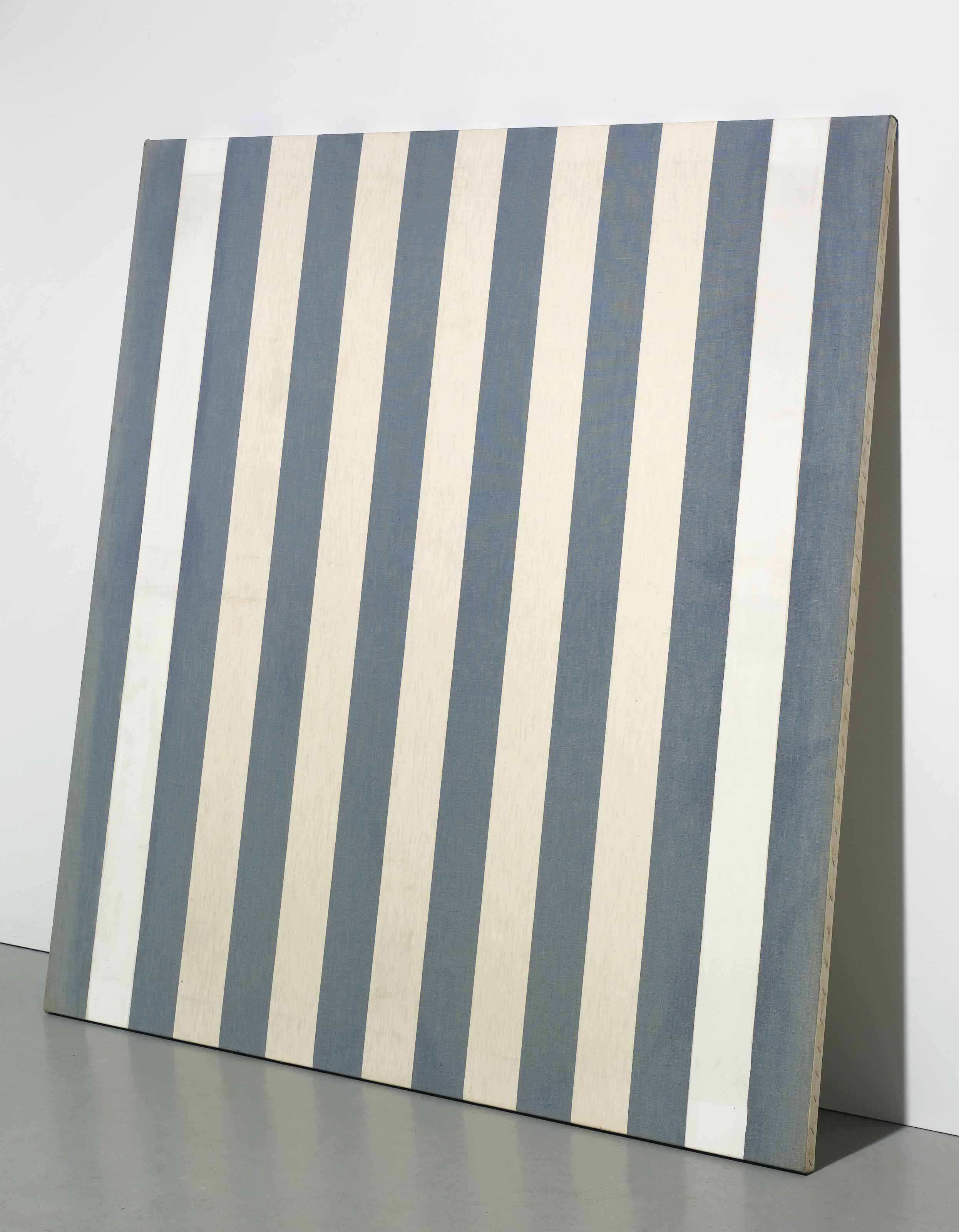 Daniel Buren — Белоснежная акриловое покрытие из ткани "райе блан и блю"