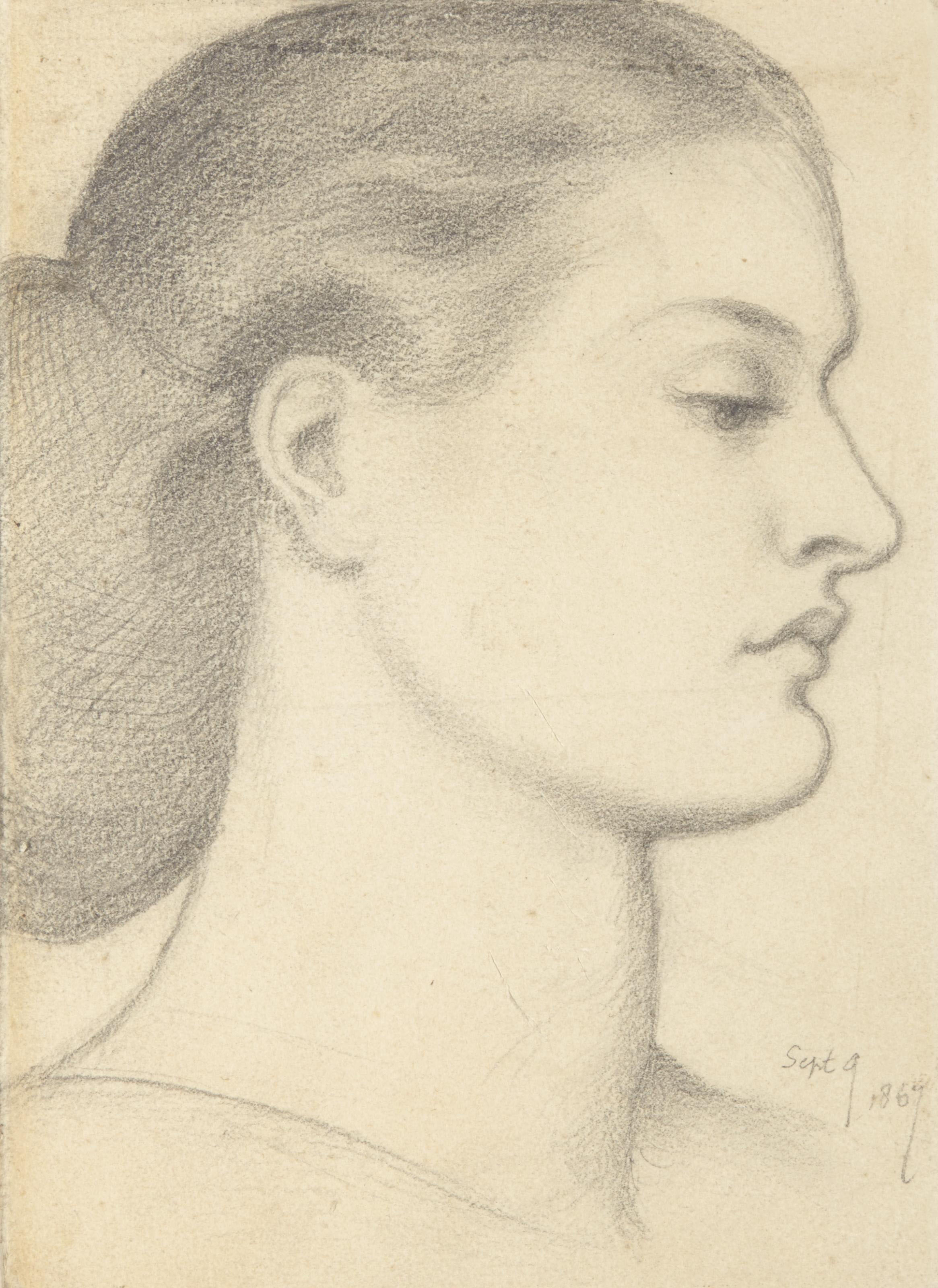 Dante Gabriel Rossetti — Женская головка в профиль (Tête de femme de profil)