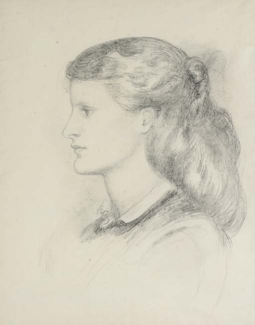Dante Gabriel Rossetti — Портрет Энни Миллер, во весь рост, в профиль слева