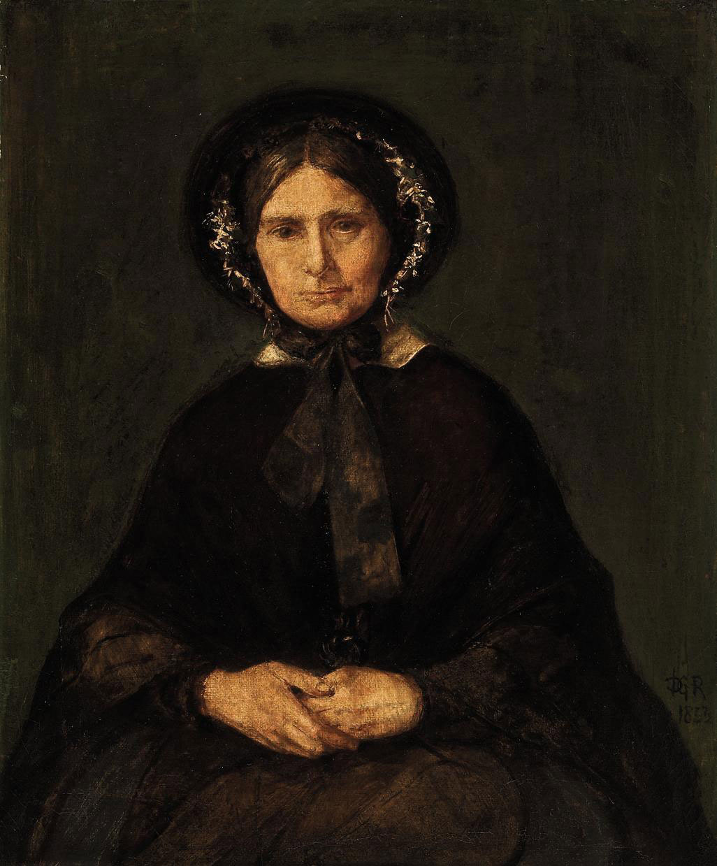 Dante Gabriel Rossetti — Портрет Шарлотты Полидори, маленький, в три четверти роста, в коричневом платье