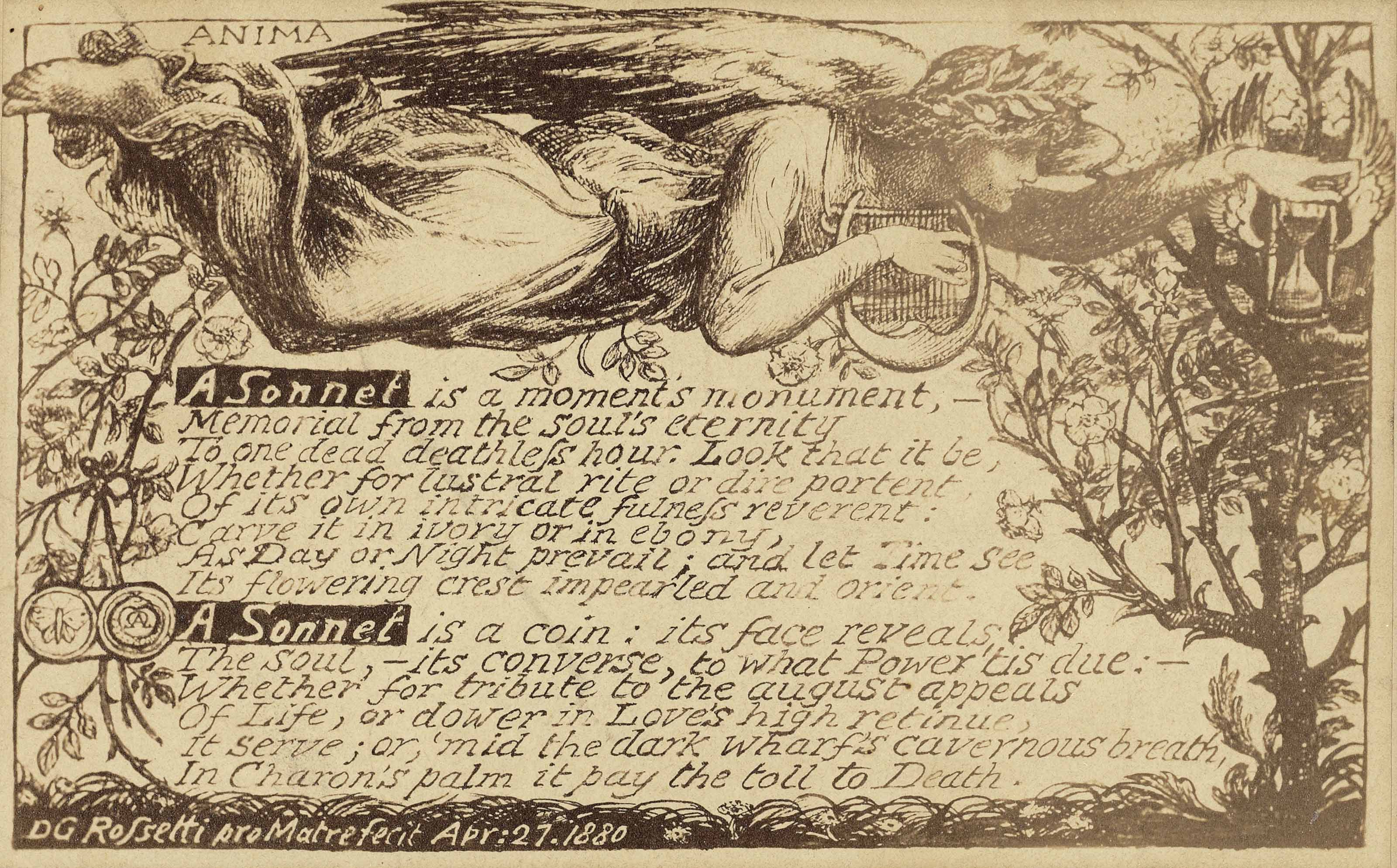 Dante Gabriel Rossetti — Две фотографические репродукции "Как они встретили самих себя" и "Анима, сонет".