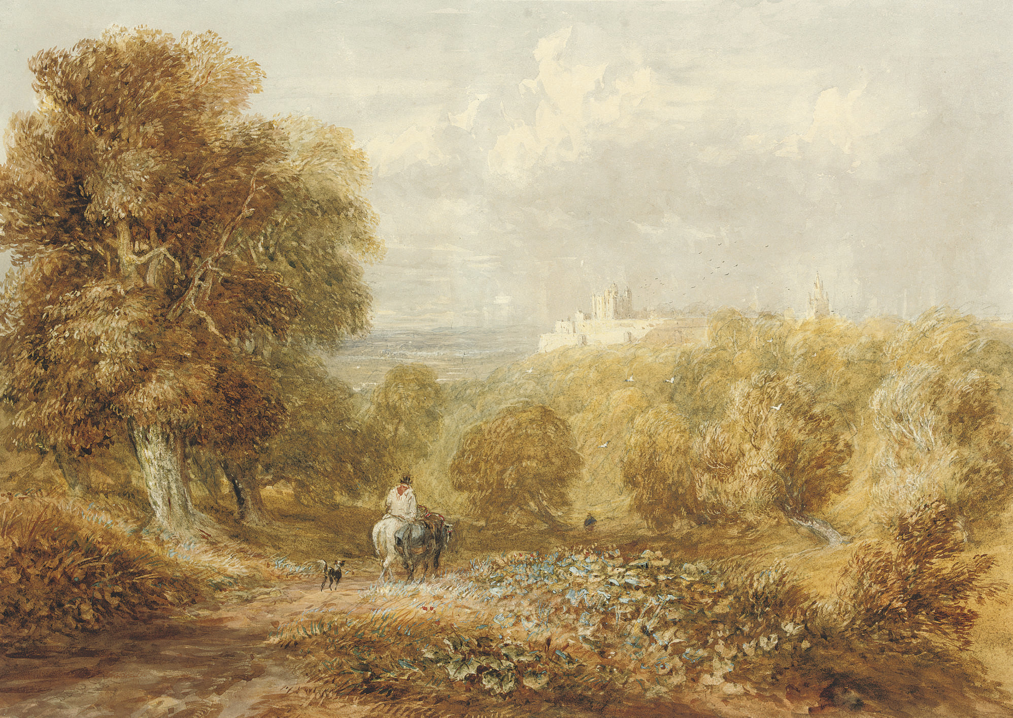 David Cox — Путешественник на тропинке под замком Болсовер, графство Дербишир