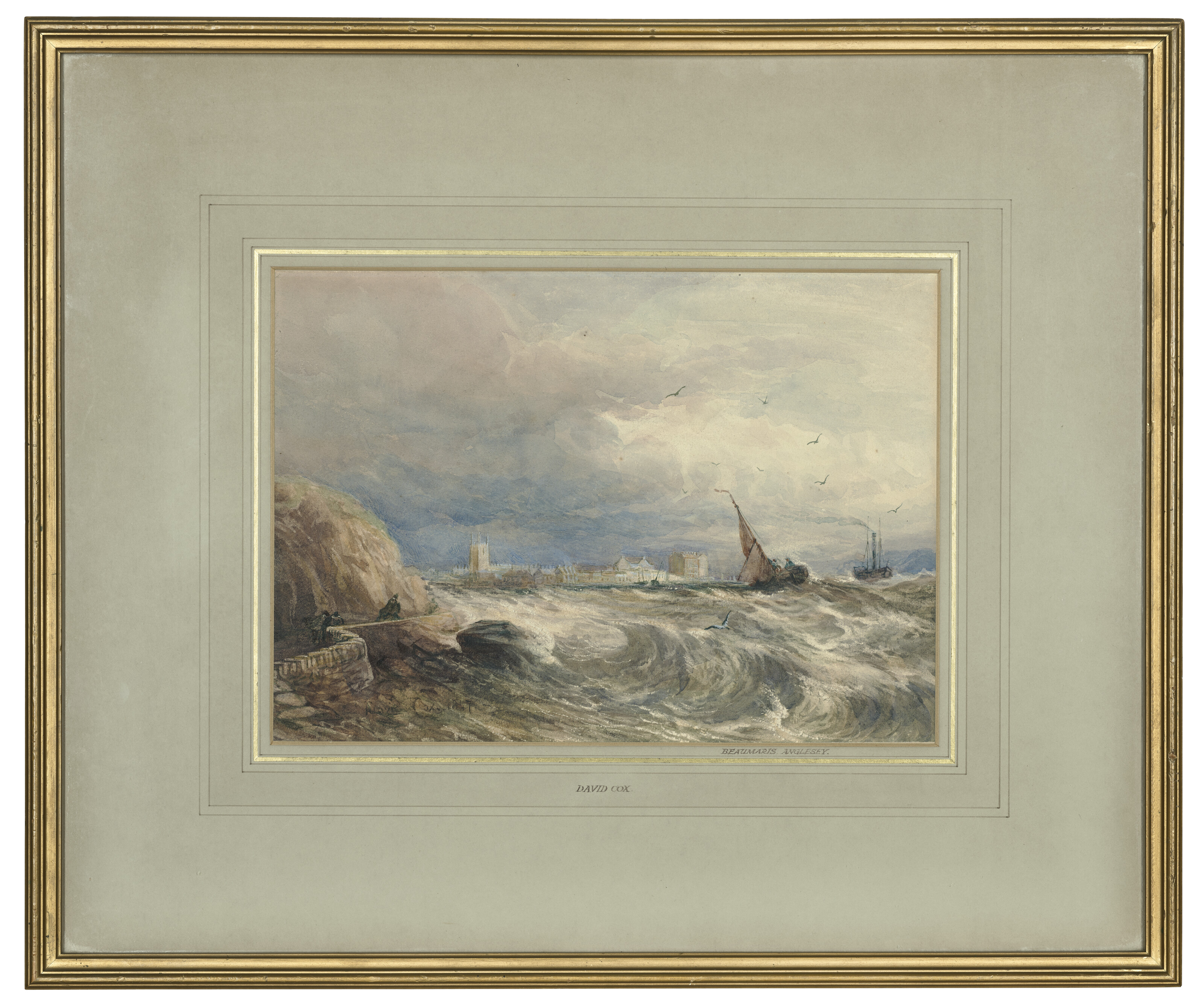 David Cox — Вид на Бомарис, Англси, Уэльс, изображение 3