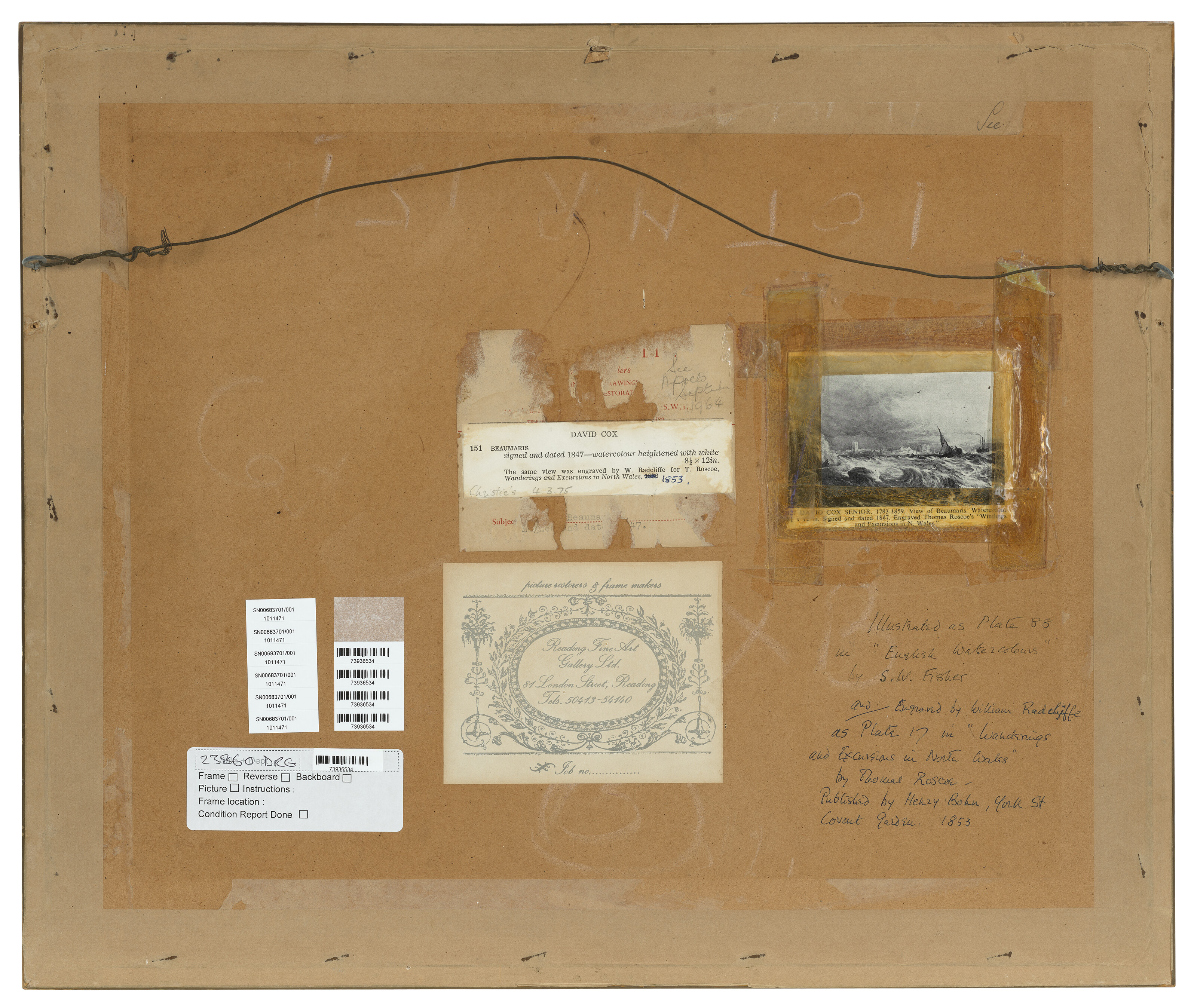 David Cox — Вид на Бомарис, Англси, Уэльс, изображение 4