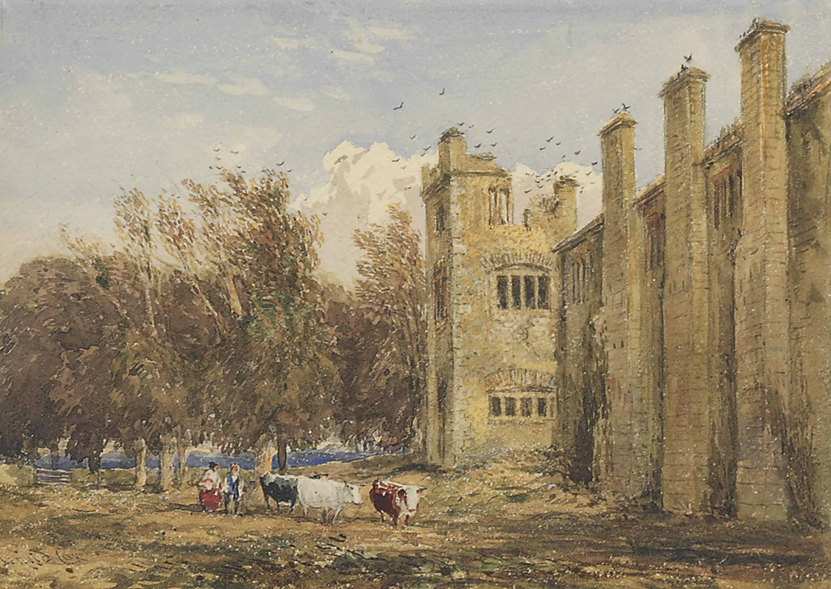 David Cox — Погонщики скота проезжают мимо разрушенного замка