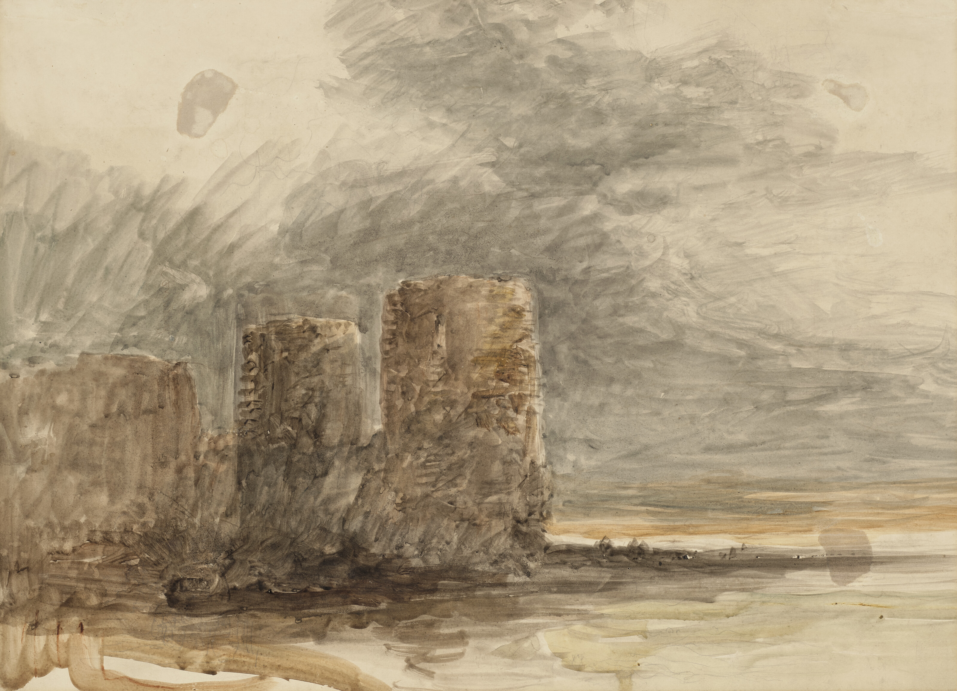 David Cox — Вид на замок Флинт (справа и слева )