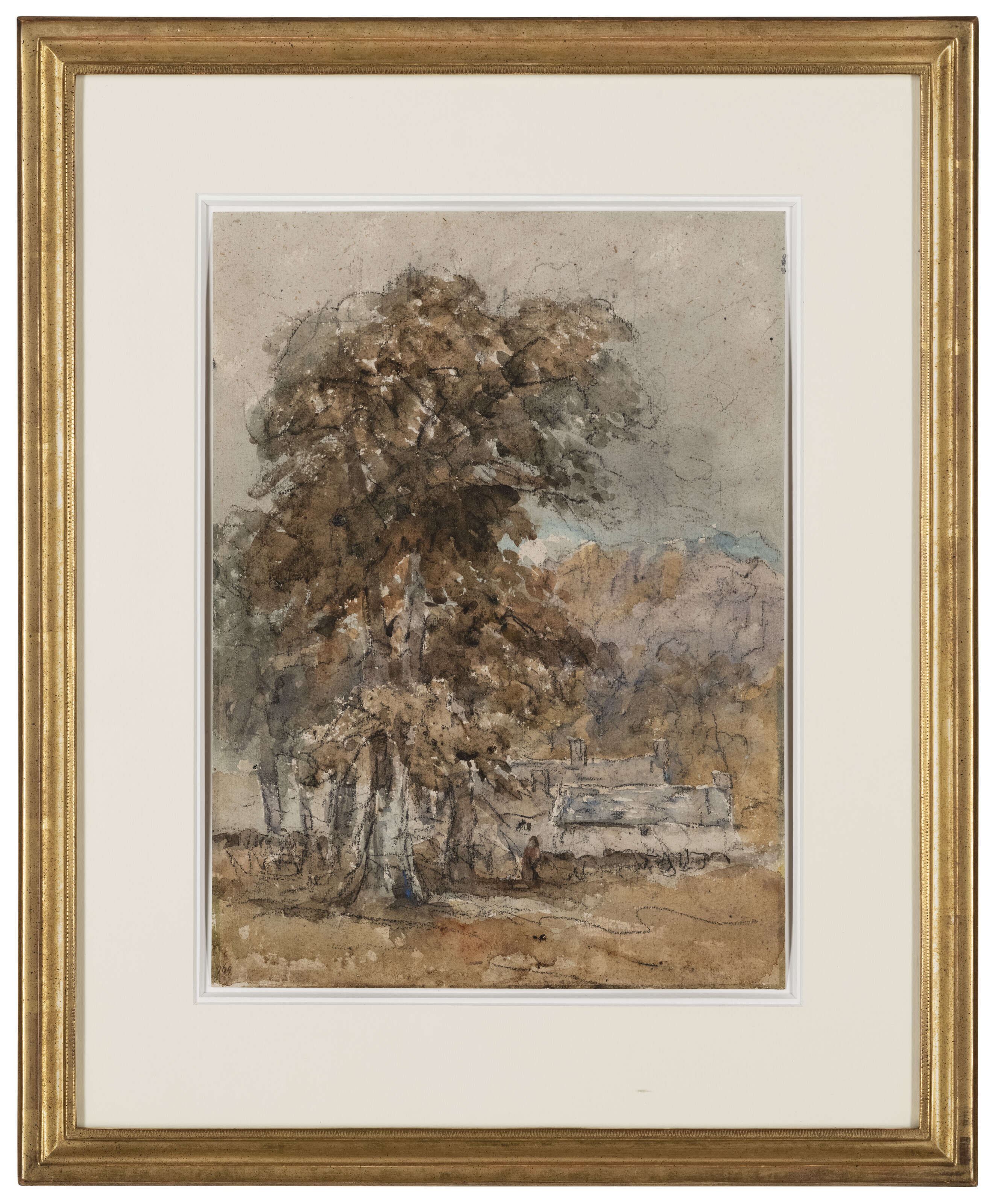 David Cox — Коттеджи в лесу, возможно, недалеко от Беттьюс-и-Коуда, Северный Уэльс