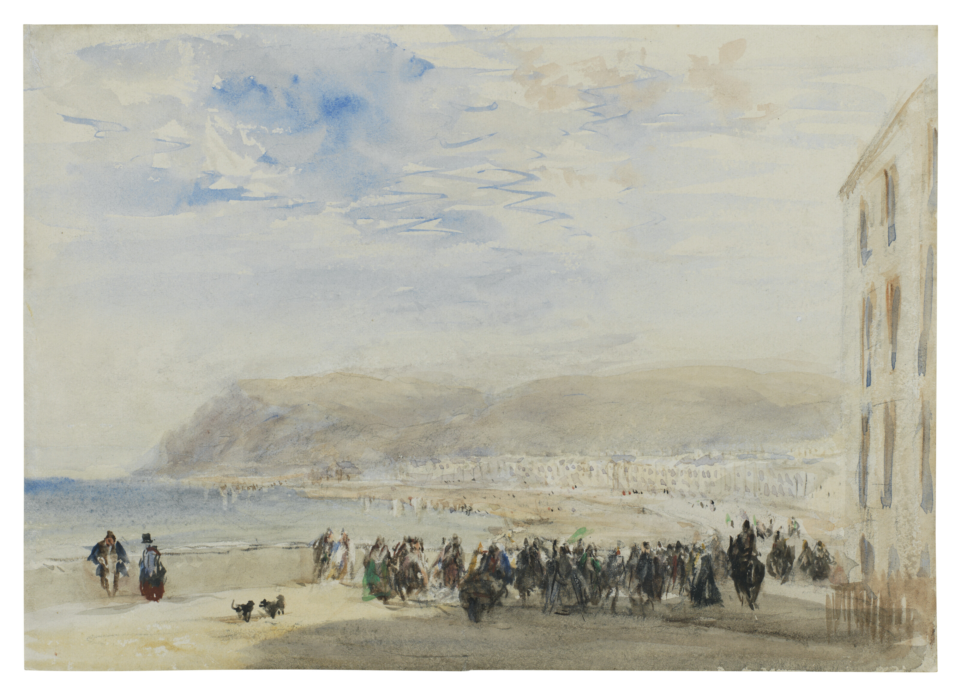 David Cox — Набережная в Аберистуите, с пейзажными зарисовками на оборотной стороне