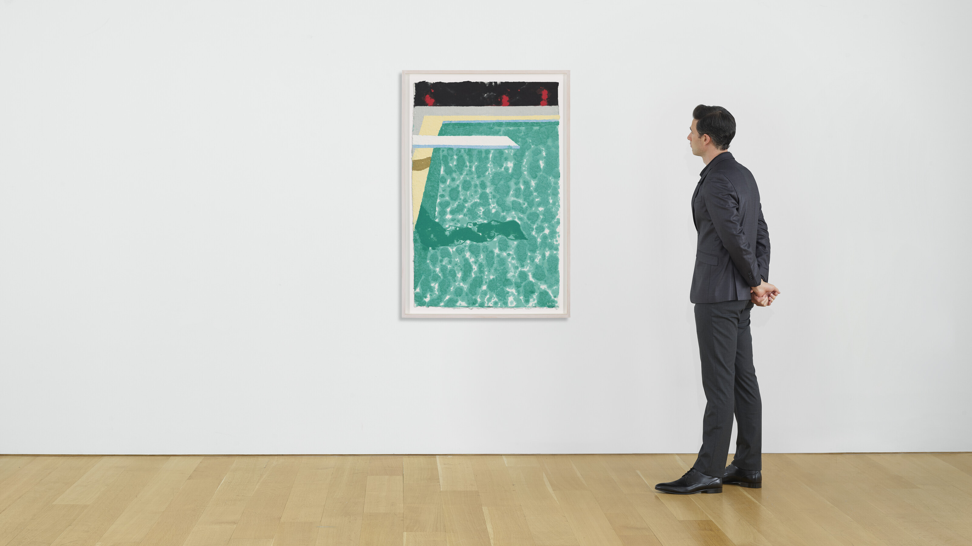 David Hockney — Зеленый бассейн с трамплином для прыжков в воду и тенью (Бумажный бассейн 3), изображение 3