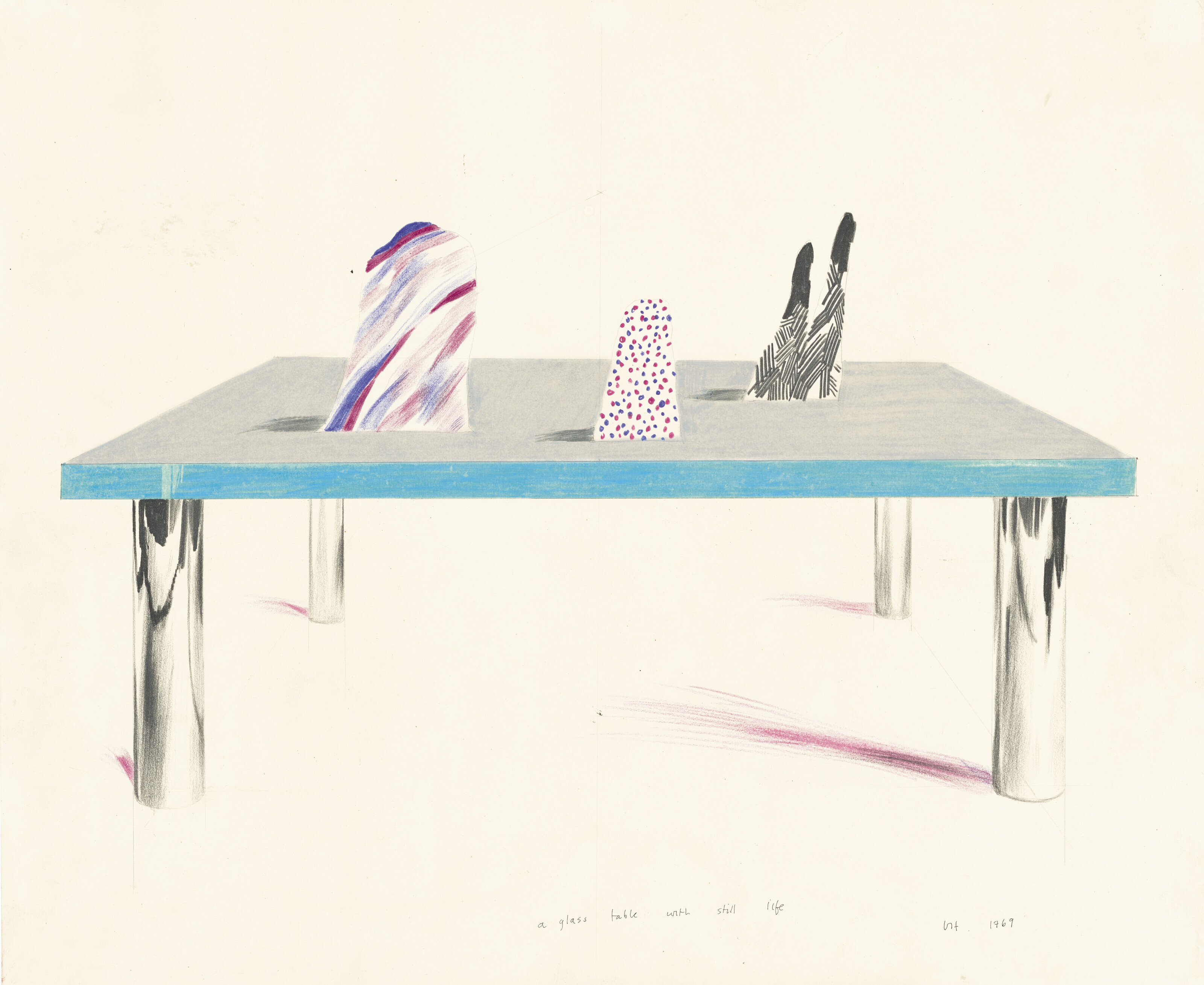 David Hockney — Стеклянный столик с натюрмортом, изображение 1