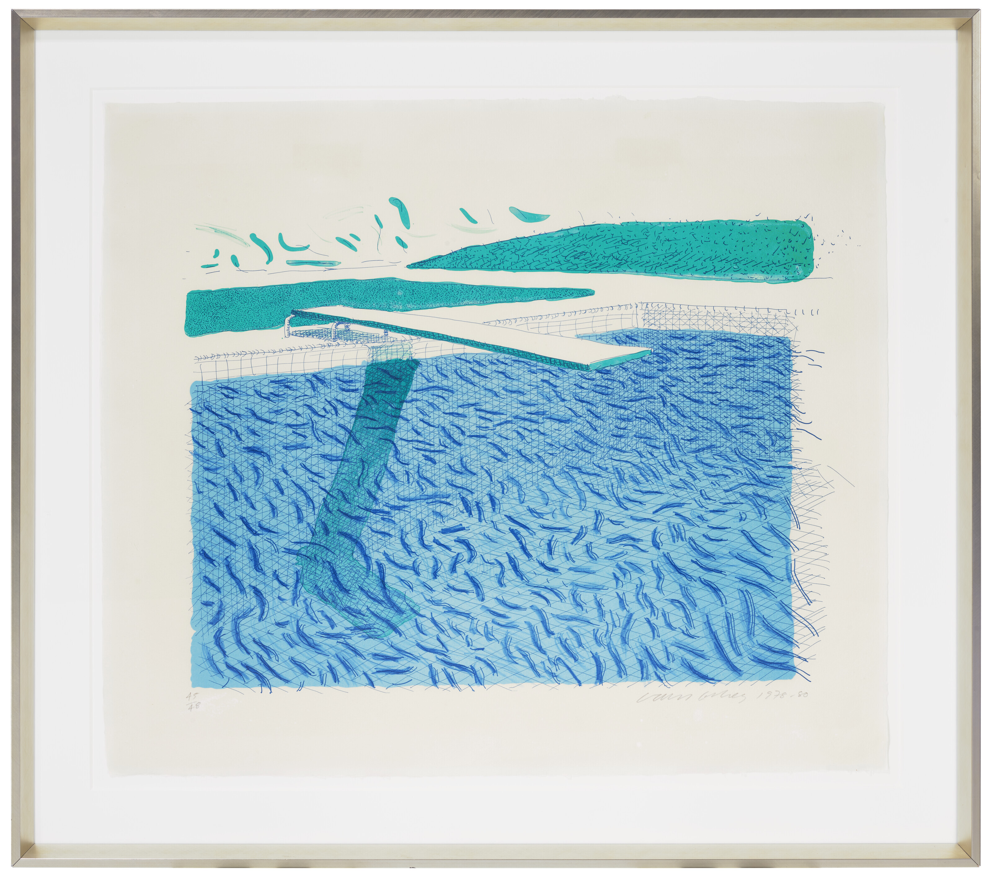 David Hockney — Литографская вода, выполненная из линий, мелка и синей краски, изображение 2